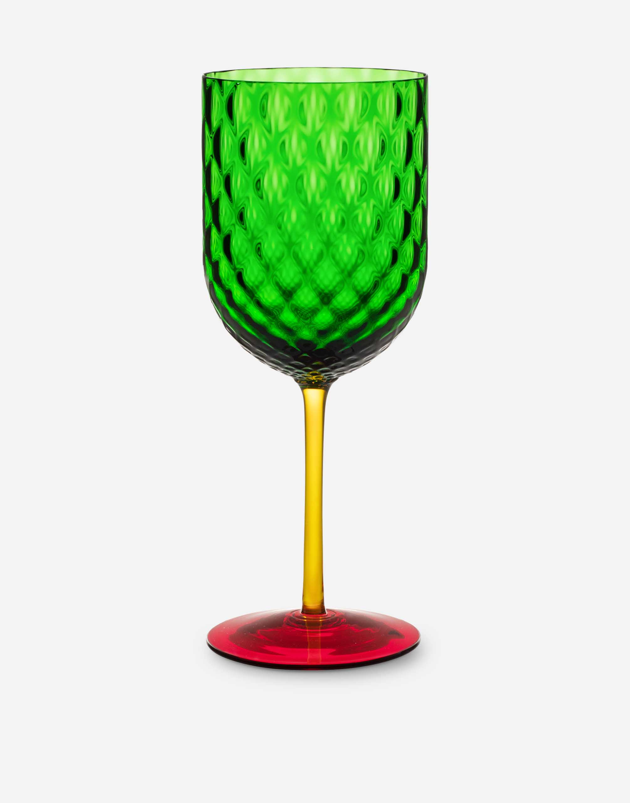Dolce & Gabbana Hand-blown Murano Red Wine Glass In Multicolor