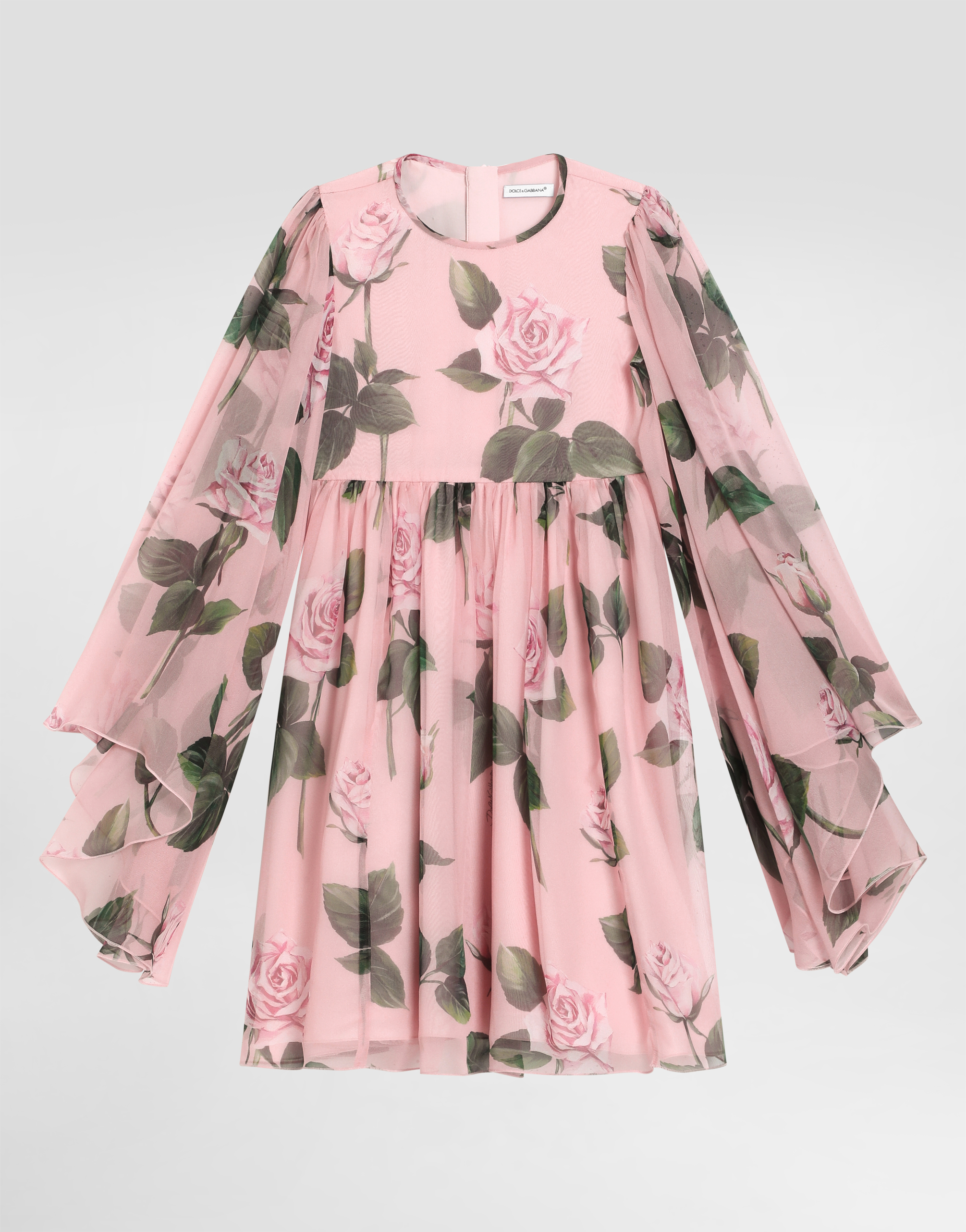 Dolce & Gabbana Chiffon Dress With Rose Print - Woman Dresses Print 4 Years