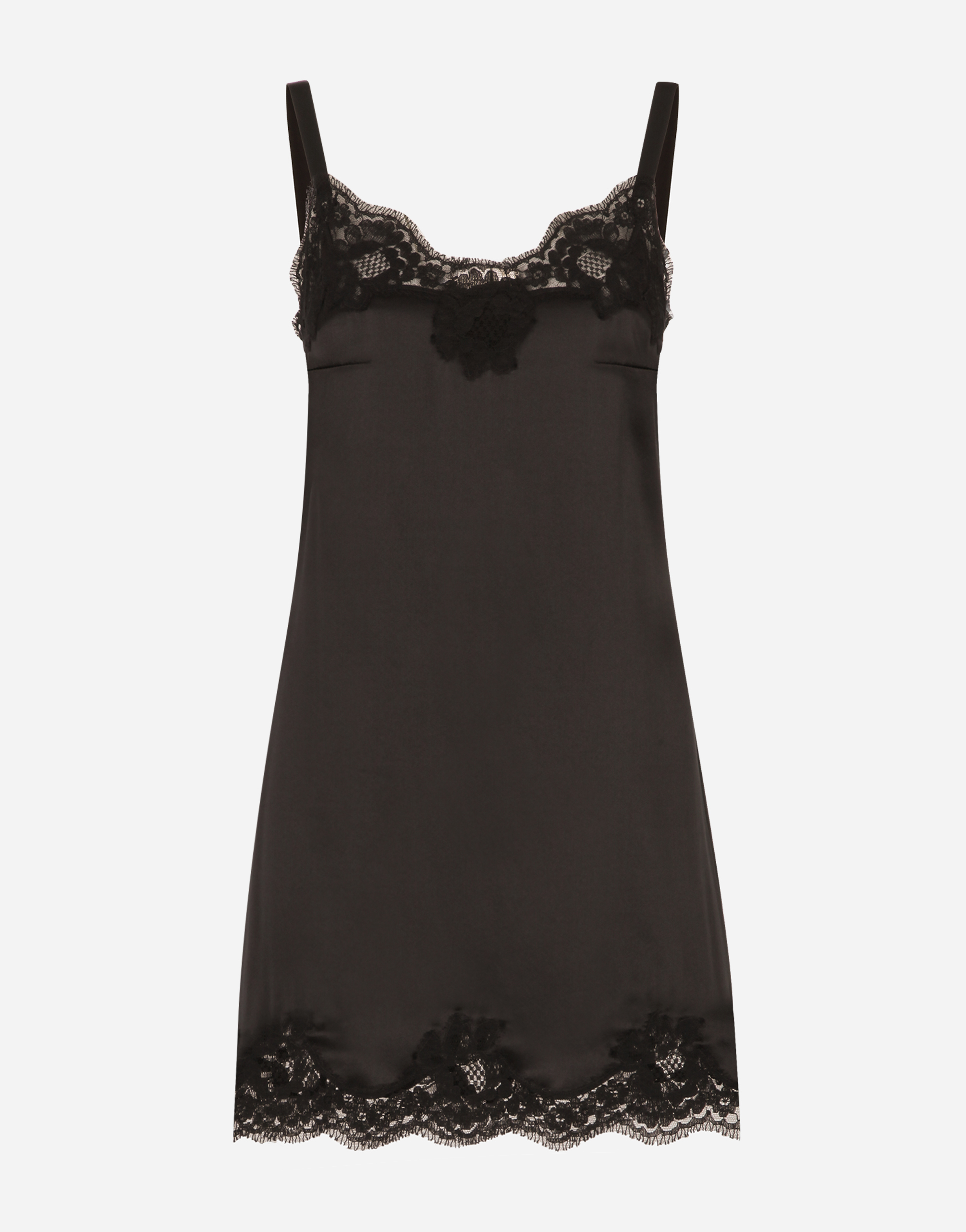 DOLCE & GABBANA SATIN LINGERIE-STYLE SLIP WITH LACE DETAILING