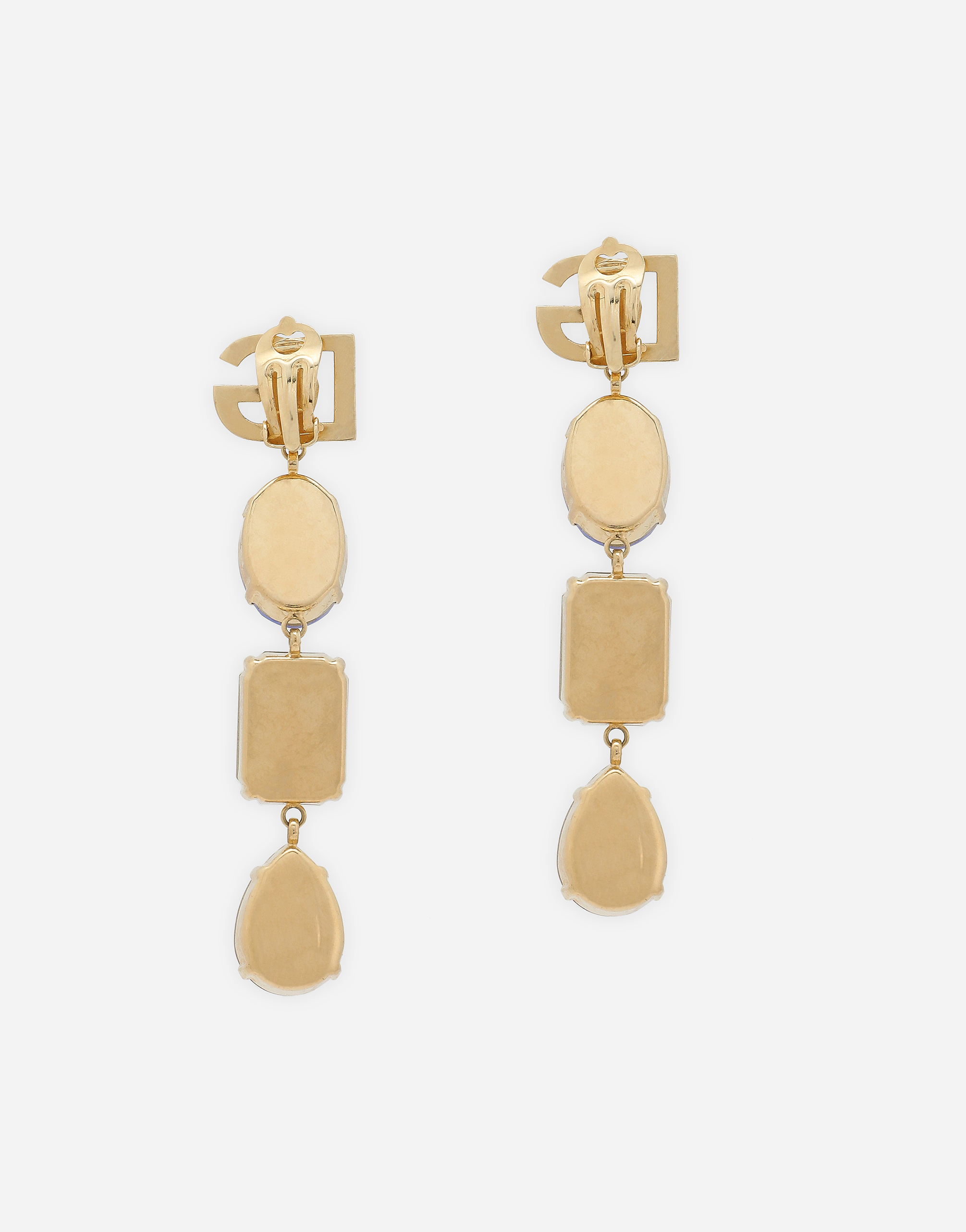Dolce & Gabbana Long Earrings With Dg Logo And Multi-colored Rhinestones In Multicolor