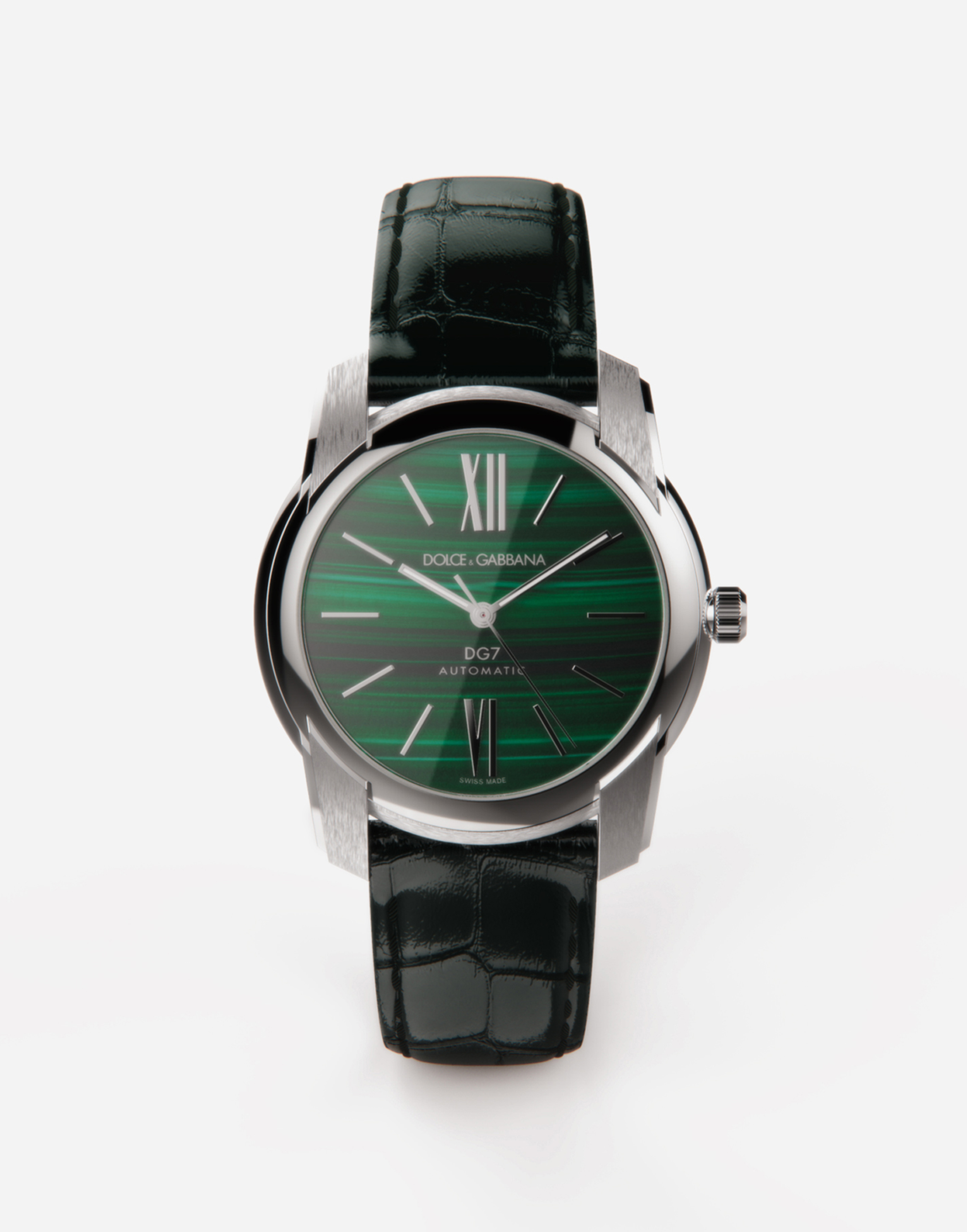 Shop Dolce & Gabbana Steel And Malachite Watch In Green