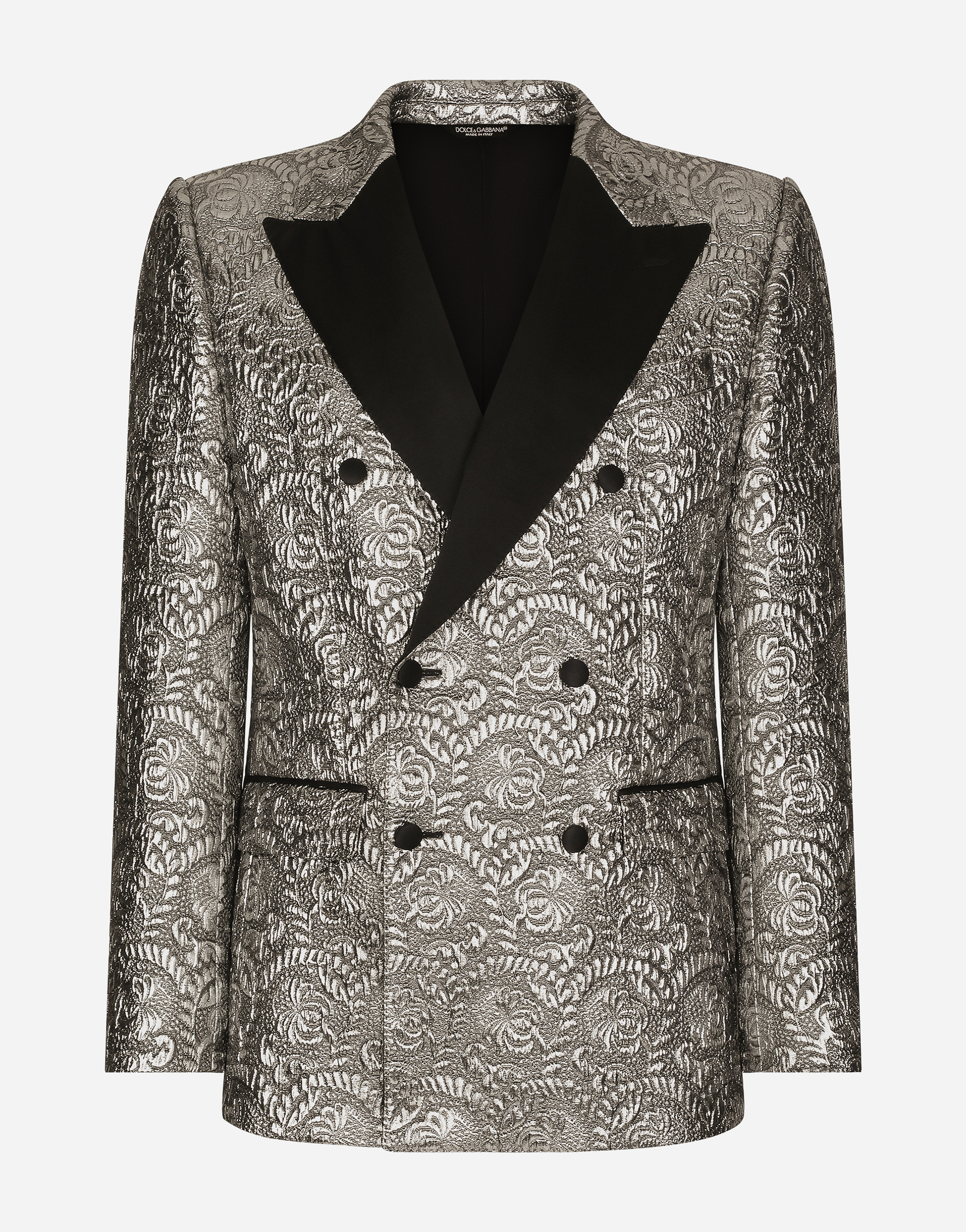 Dolce & Gabbana Sicilia Double-breasted Lamé Jacquard Tuxedo Jacket - Man Suits And Blazers Silver