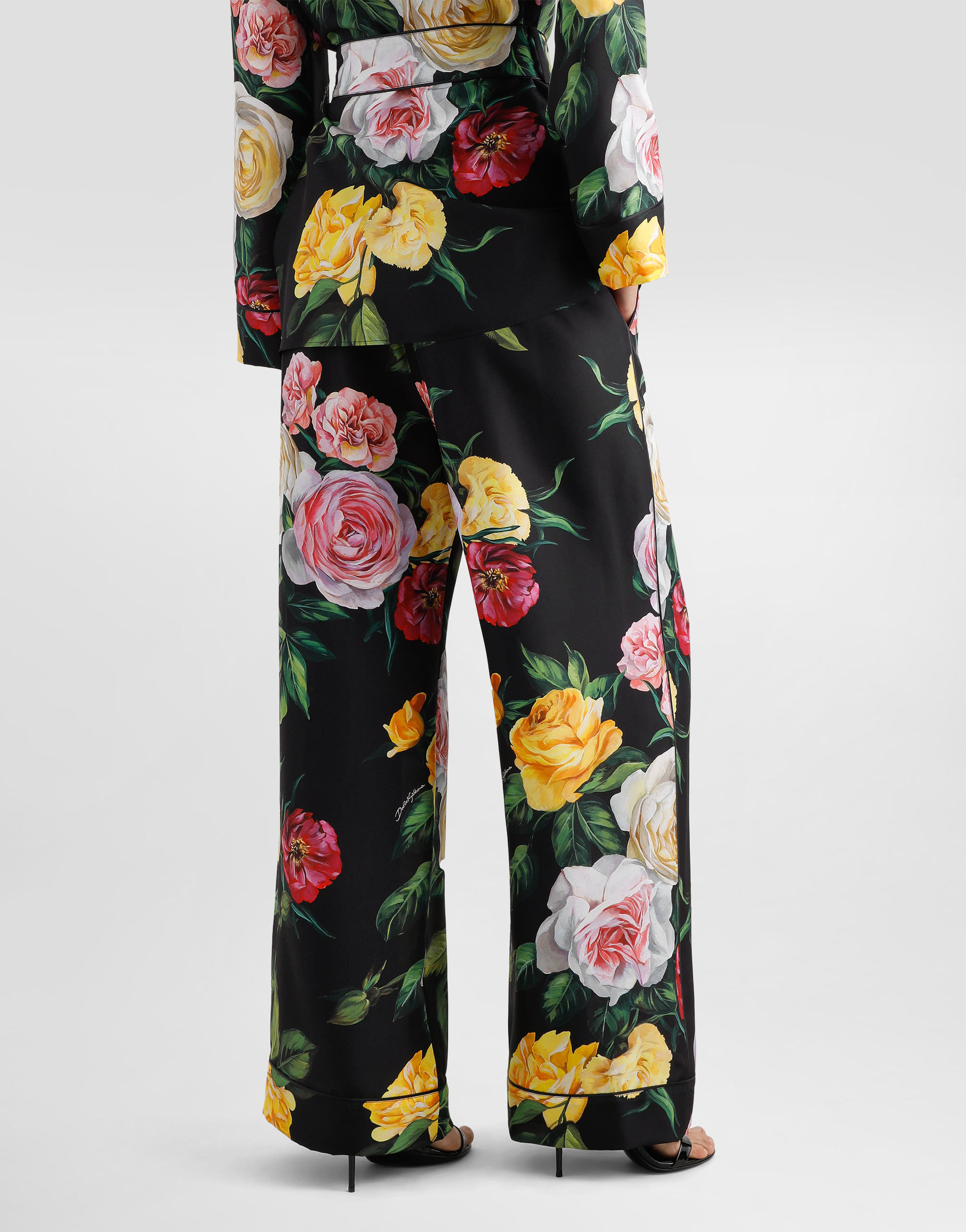 Dolce & Gabbana Peony And Roses Print Pants In Print