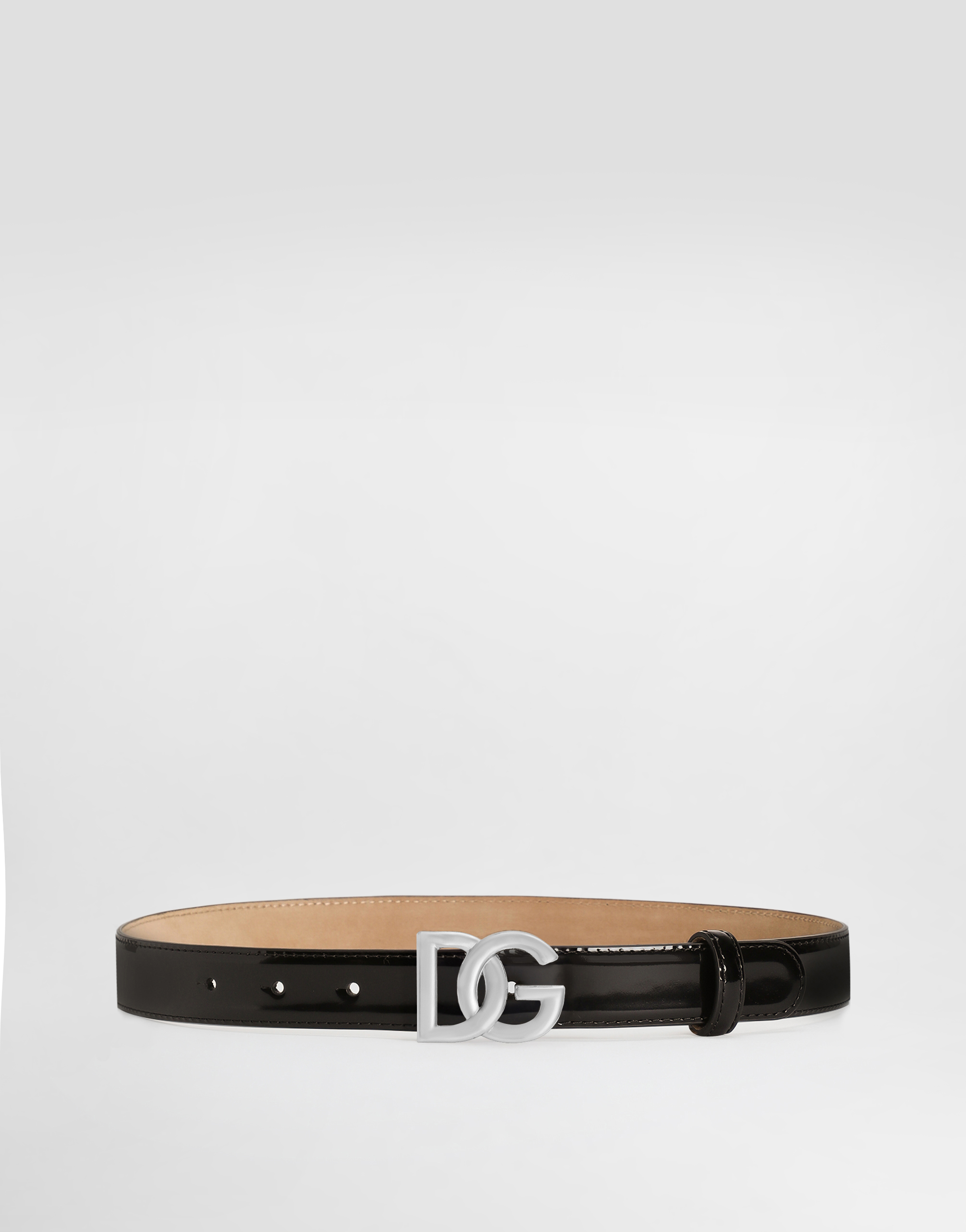 Shiny calfskin belt with DG logo
