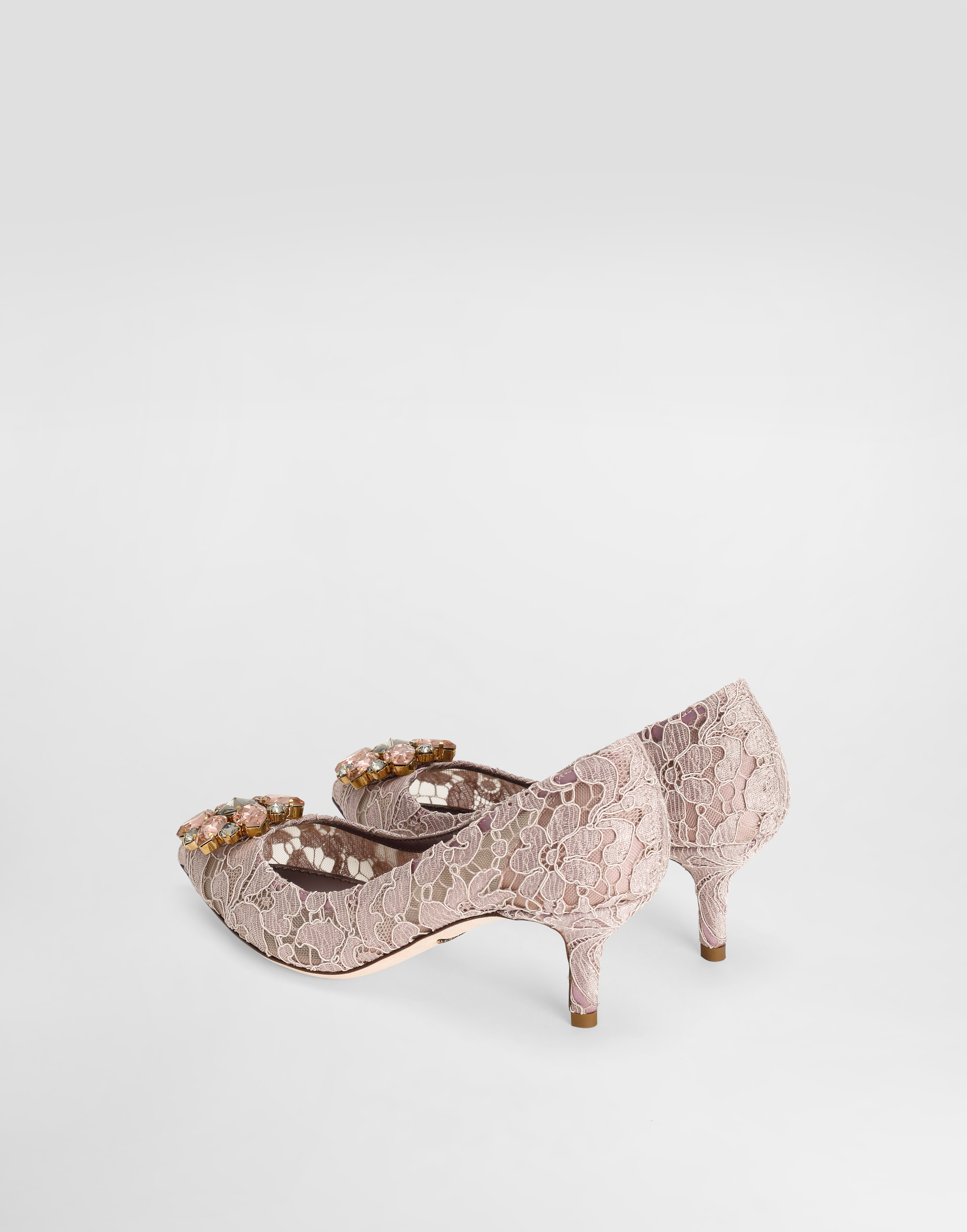  Dolce & Gabbana Lace Rainbow Pumps With Brooch Detailing - Femme Escarpins Et Slingbacks Poudre Dentelle 35.5 