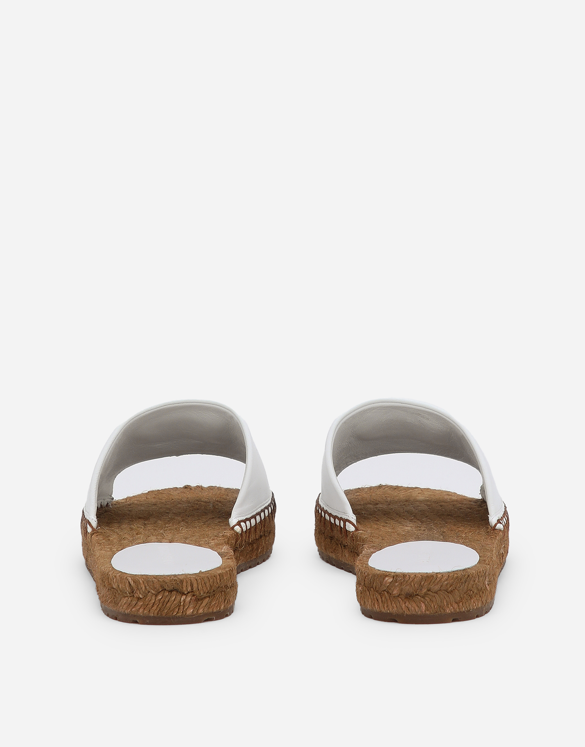 Dolce & Gabbana Nappa Leather Espadrille Sliders With Dg Logo In White