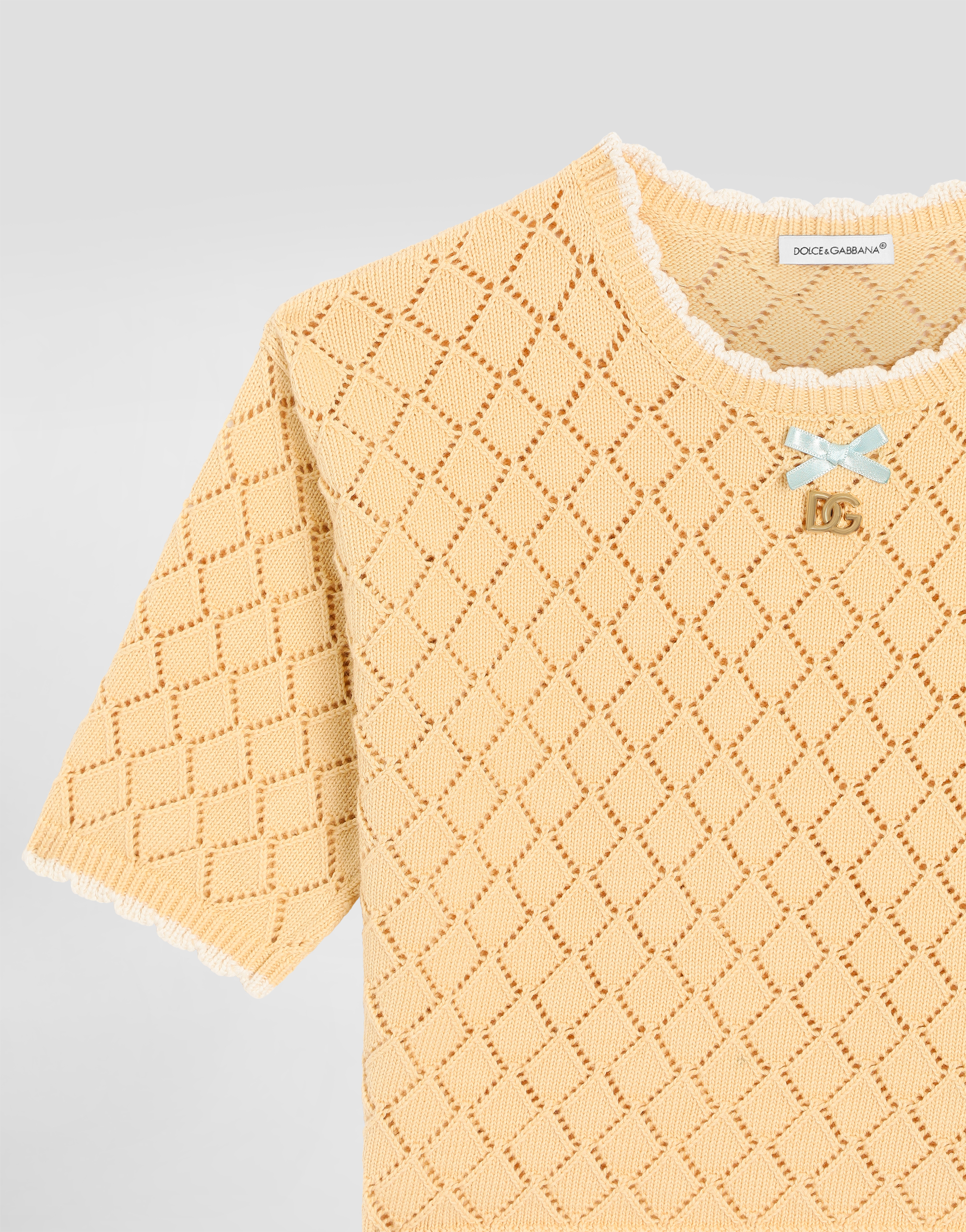  Dolce & Gabbana Cotton Pullover With Diamond Pattern - Frau Strickwaren Yellow 6 Years 