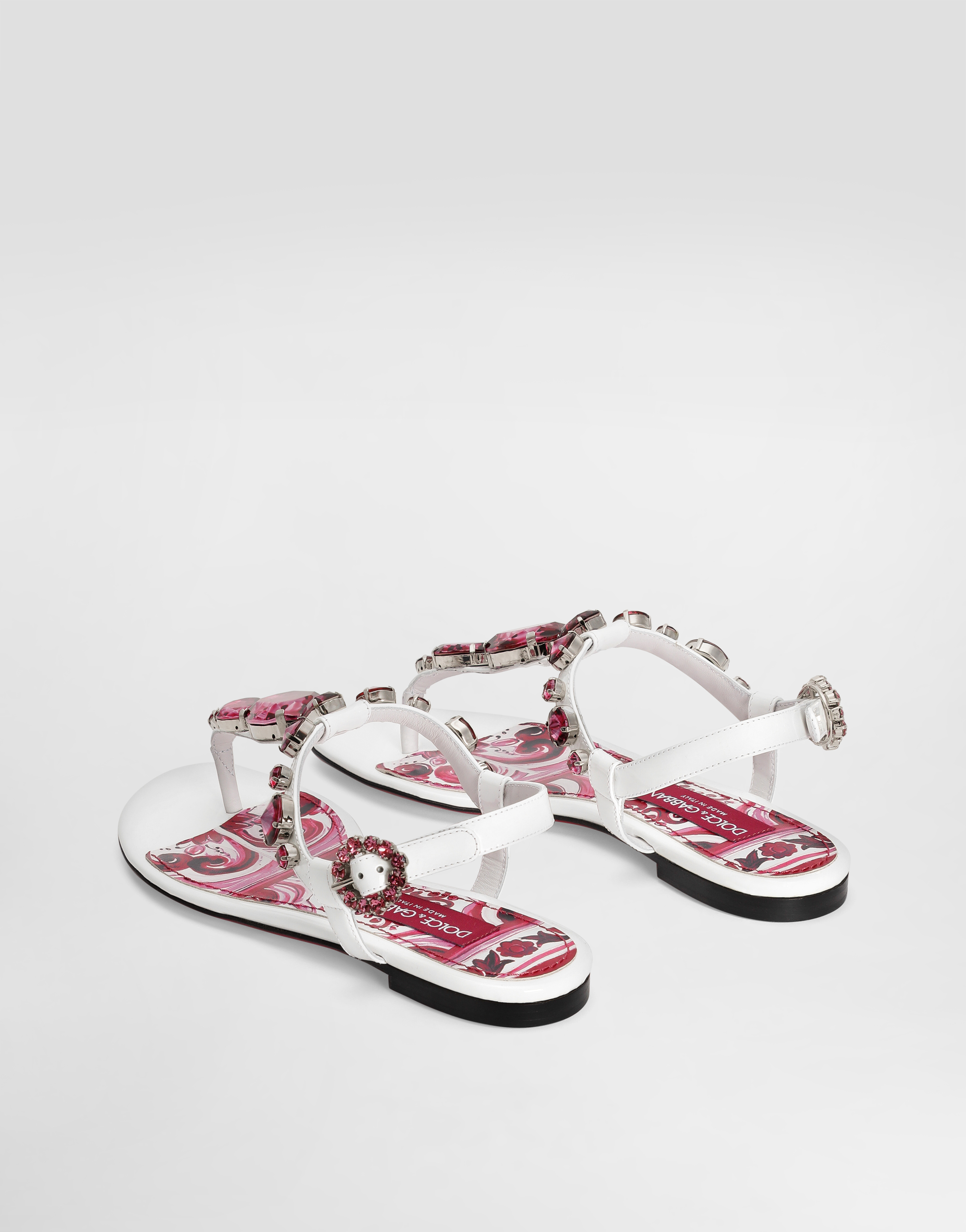 DOLCE & GABBANA PATENT LEATHER THONG SANDALS