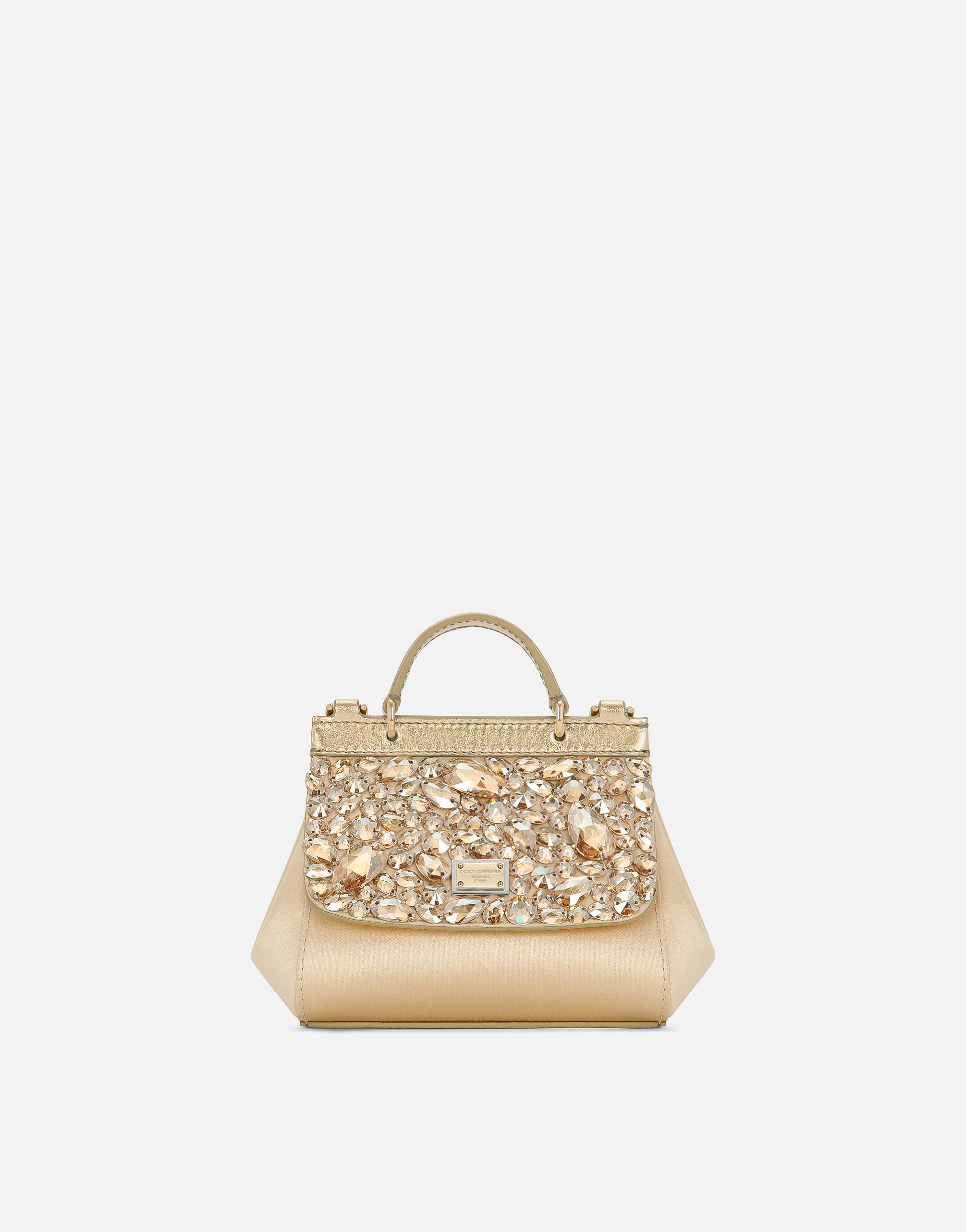 Satin mini Sicily handbag in Gold for Dolce Gabbana US