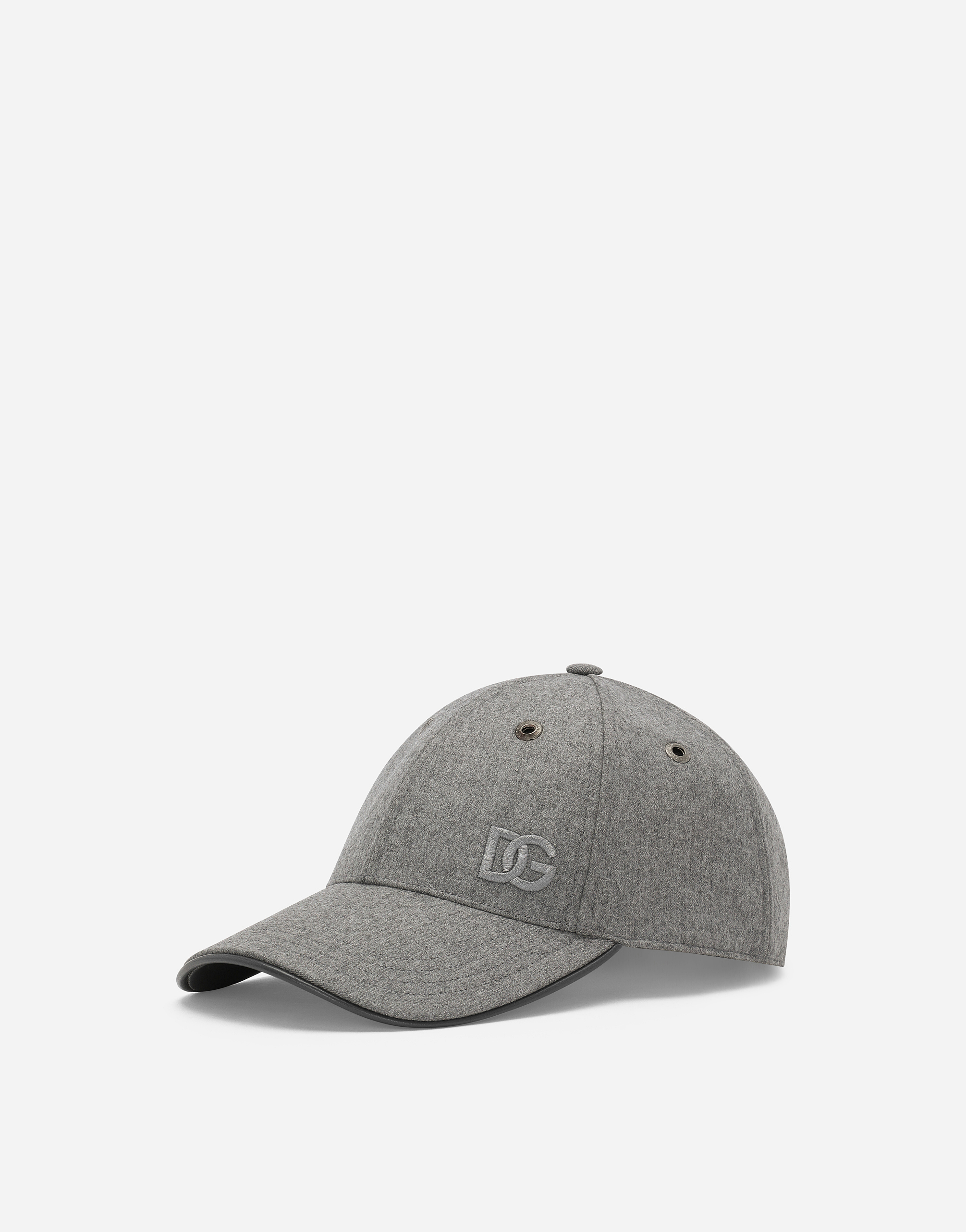 Dolce & Gabbana Flannel Baseball Cap With Dg Logo Embroidery - Man Hats And Gloves Gray