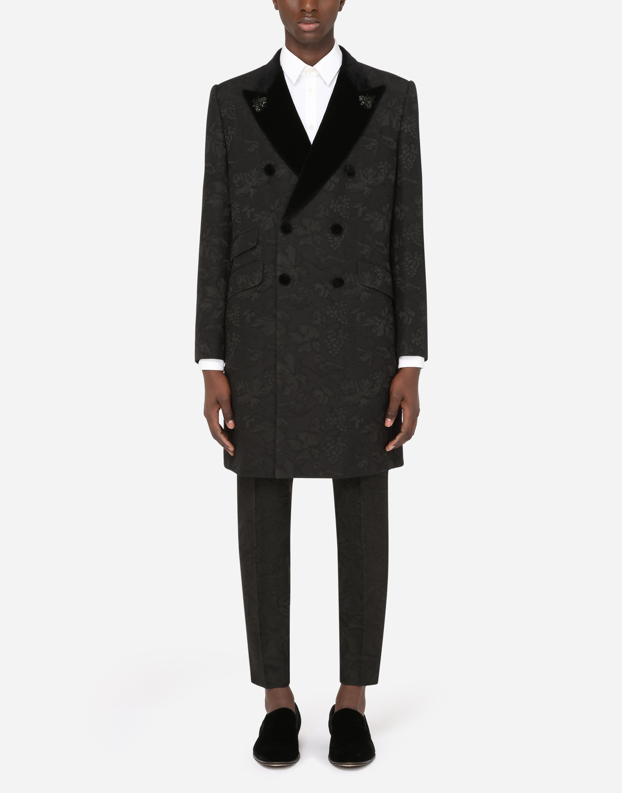 タキシードコート ダブルブレスト ジャカード パッチ