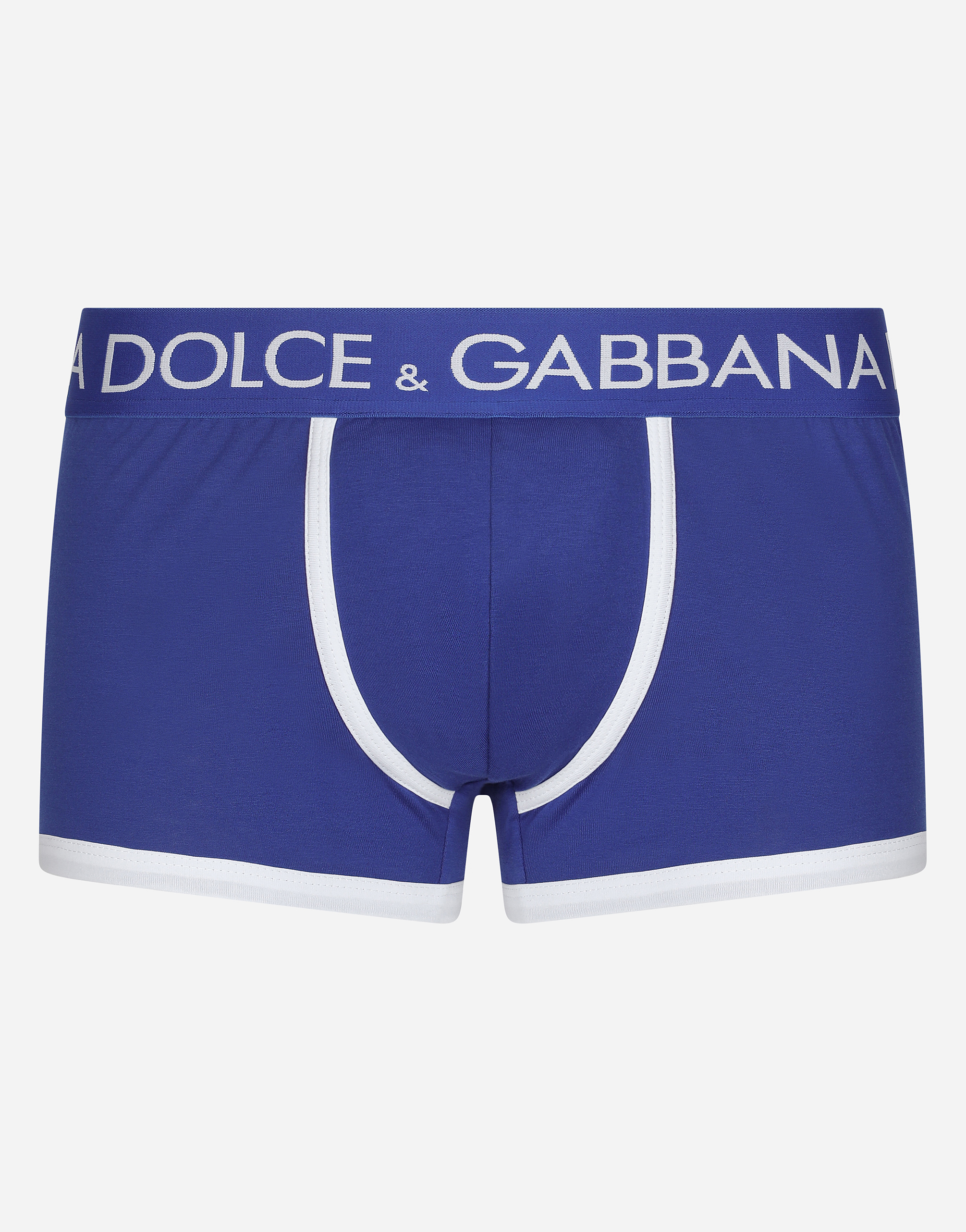 Dolce & Gabbana Male Two-Way Stretch Jersey Boxers With Contrasting Piping - Man Underwear And Loungewear White Cotton Multicolor Size 3