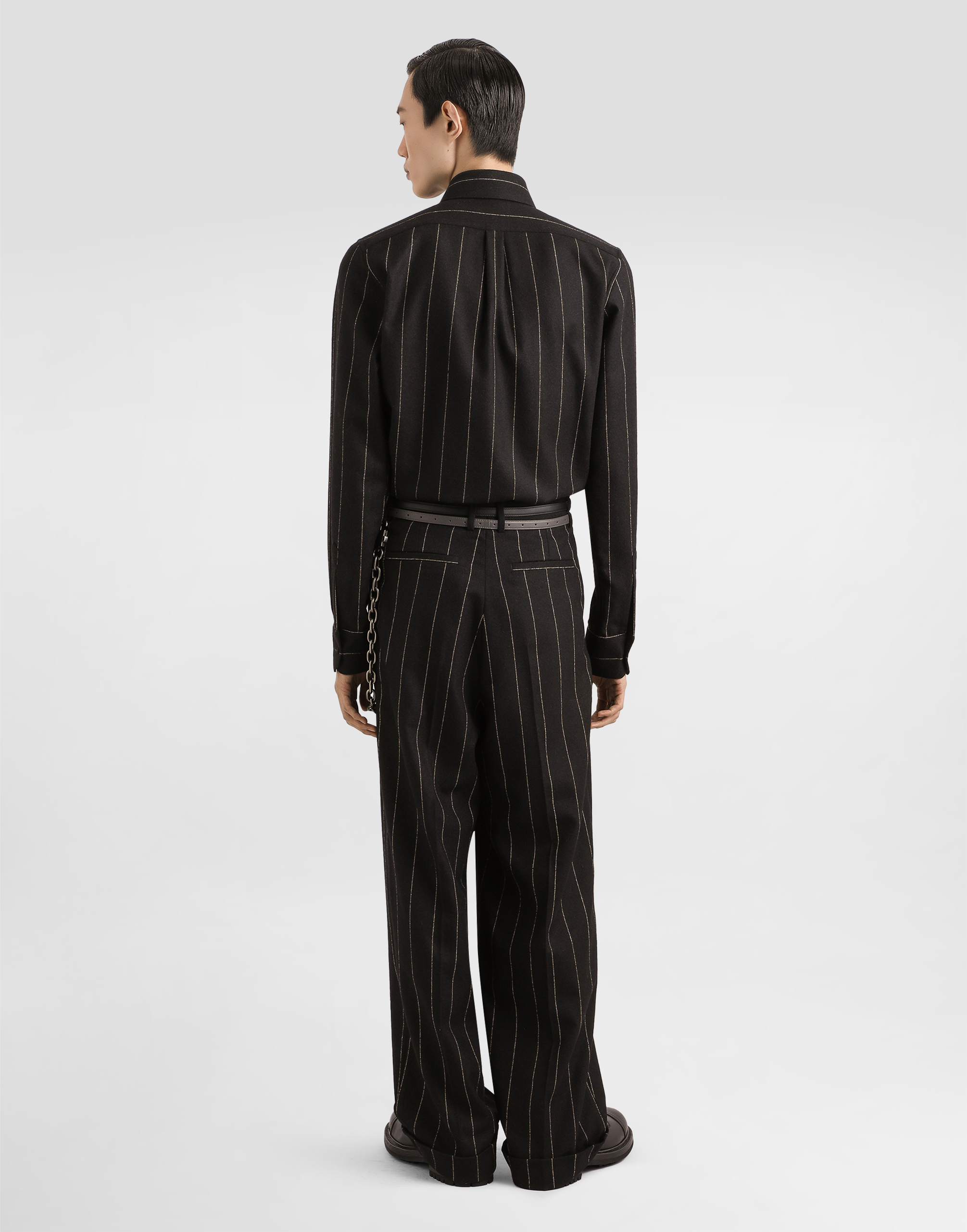 Pinstriped flannel trousers