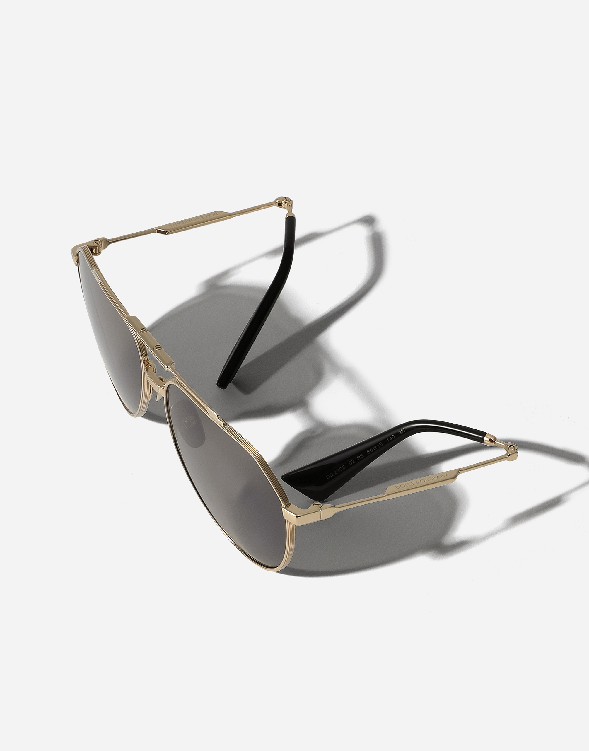 Dolce & Gabbana Gold Frame Metal Sunglasses With Gray Lenses In Gold