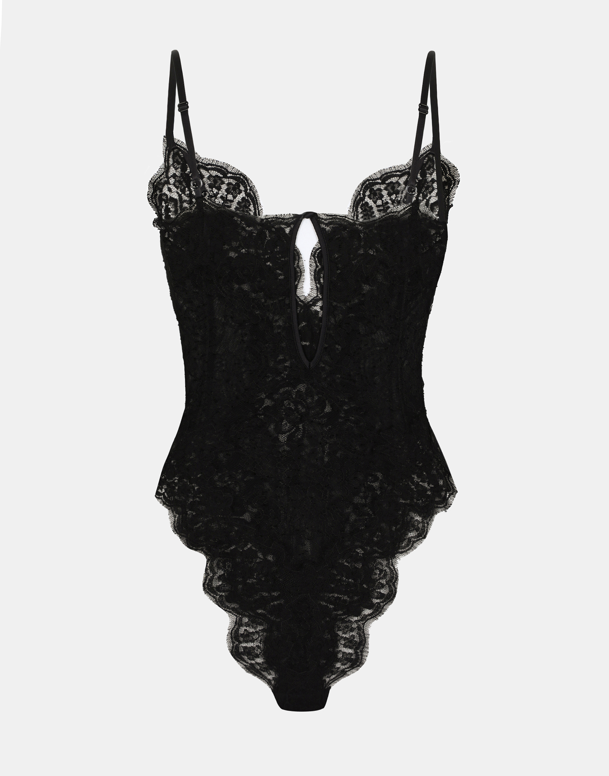 Dolce & Gabbana Tulle And Chantilly Lace Bodysuit In ブラック
