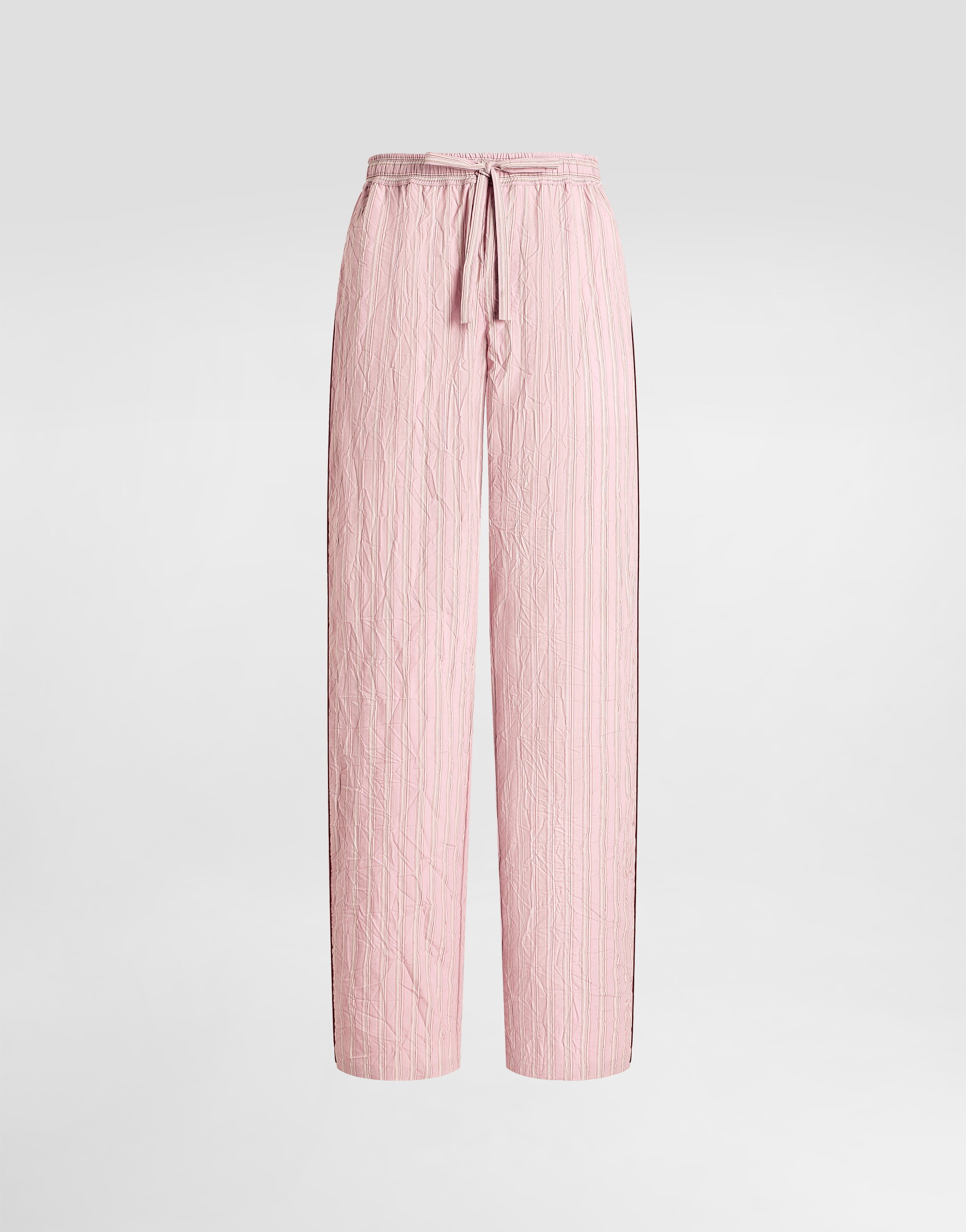 Crinkled striped fabric vanity trousers in Multicolor for Men