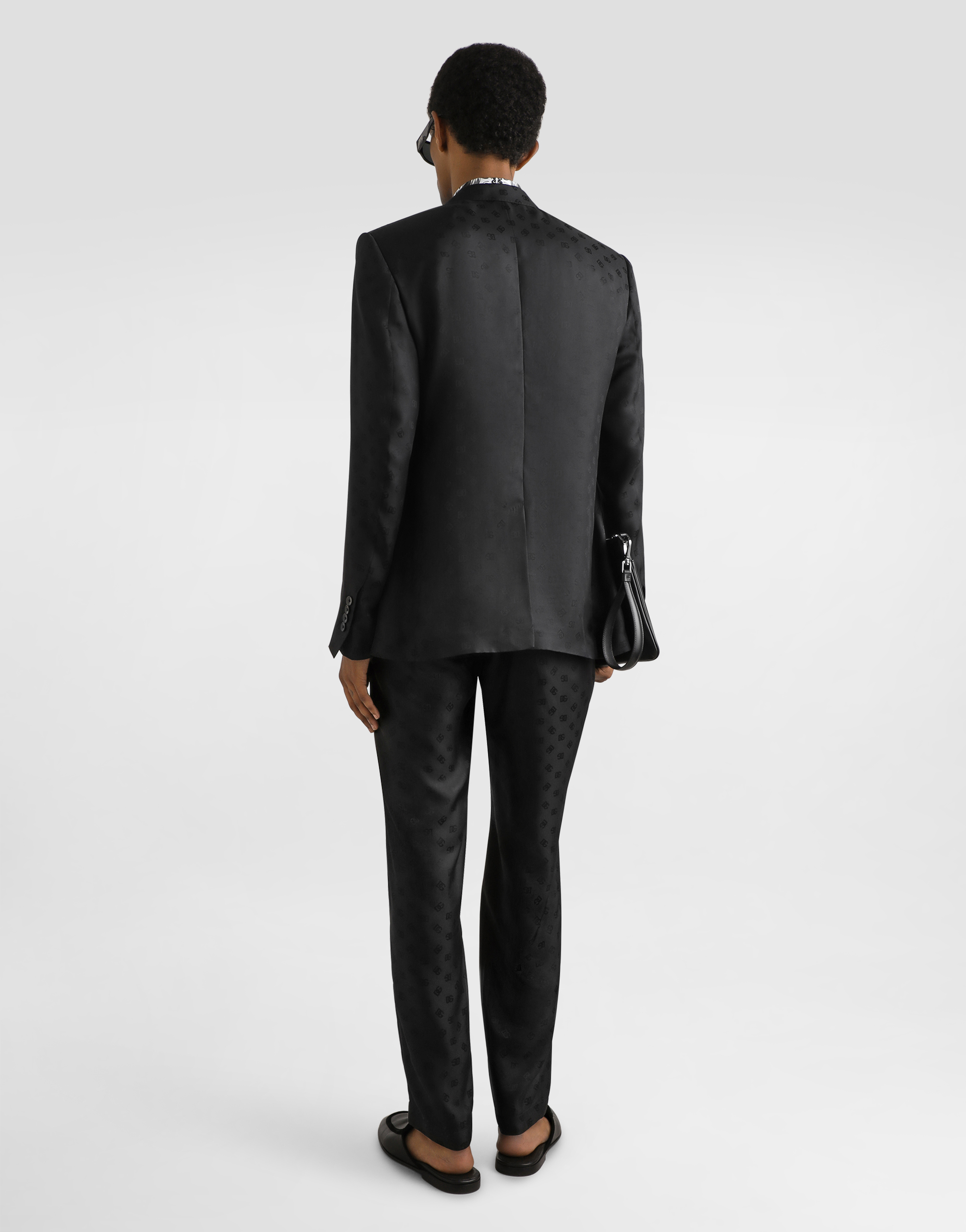 Dolce & Gabbana Silk Trousers With Monogram In Black
