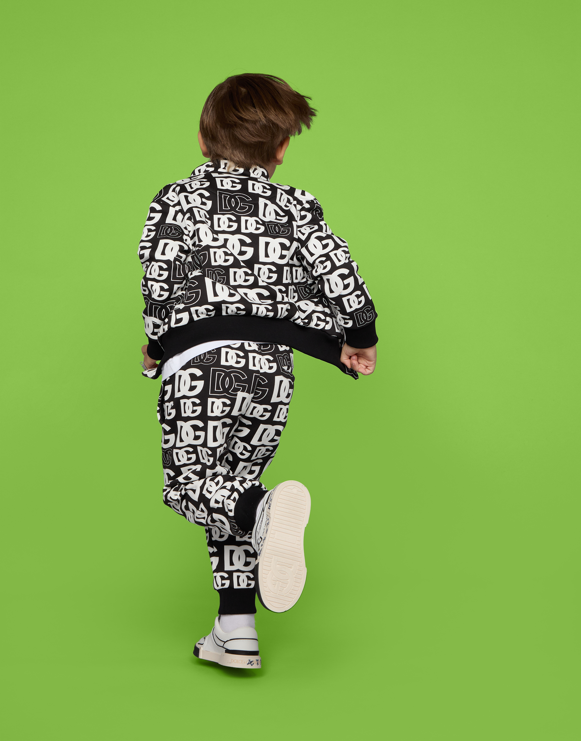 DOLCE & GABBANA ZIP-UP JERSEY SWEATSHIRT WITH DG LOGO PRINT