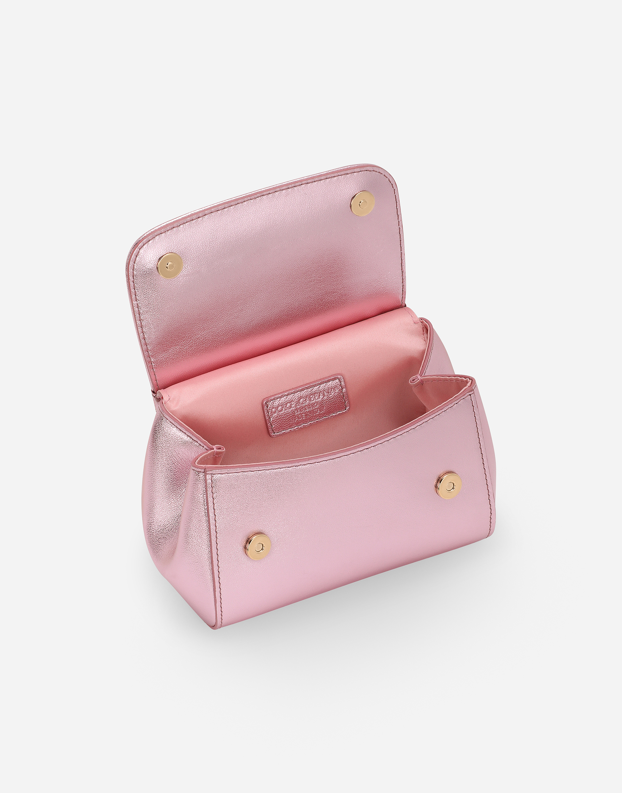Dolce & Gabbana Foiled Calfskin Sicily Bag In Pink