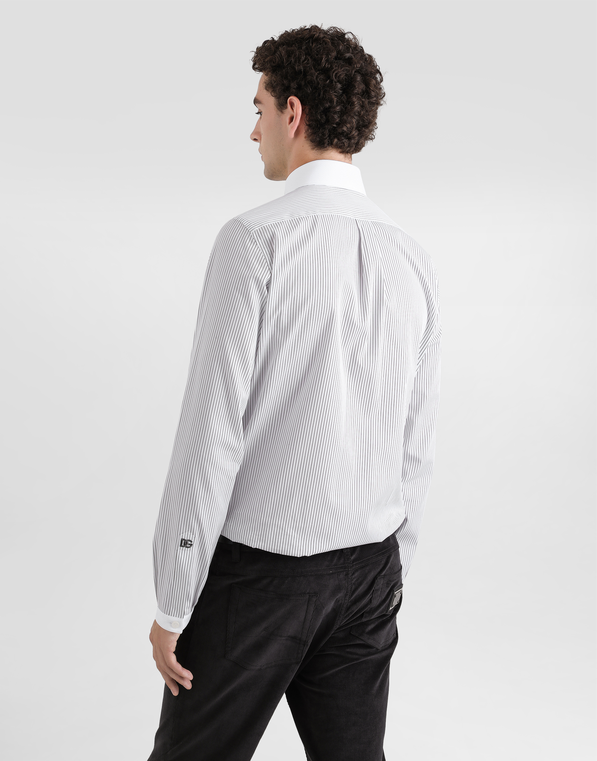 Striped poplin martini shirt