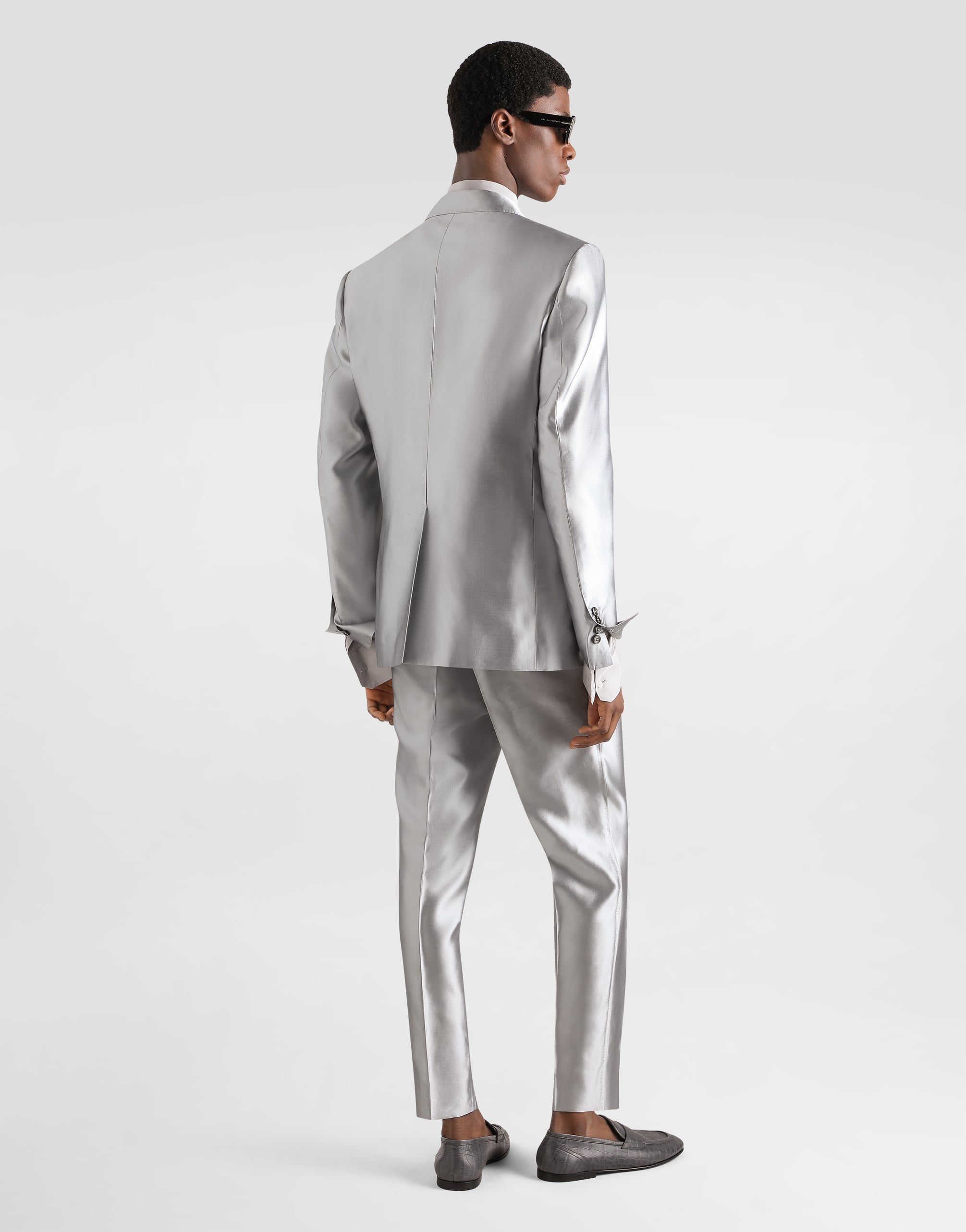  Dolce & Gabbana Jacke Sicilia Light Aus Seiden-shantung Mit Zweireiher-knöpfung - Mann Anzüge Und Blazer Grau Seide 56 