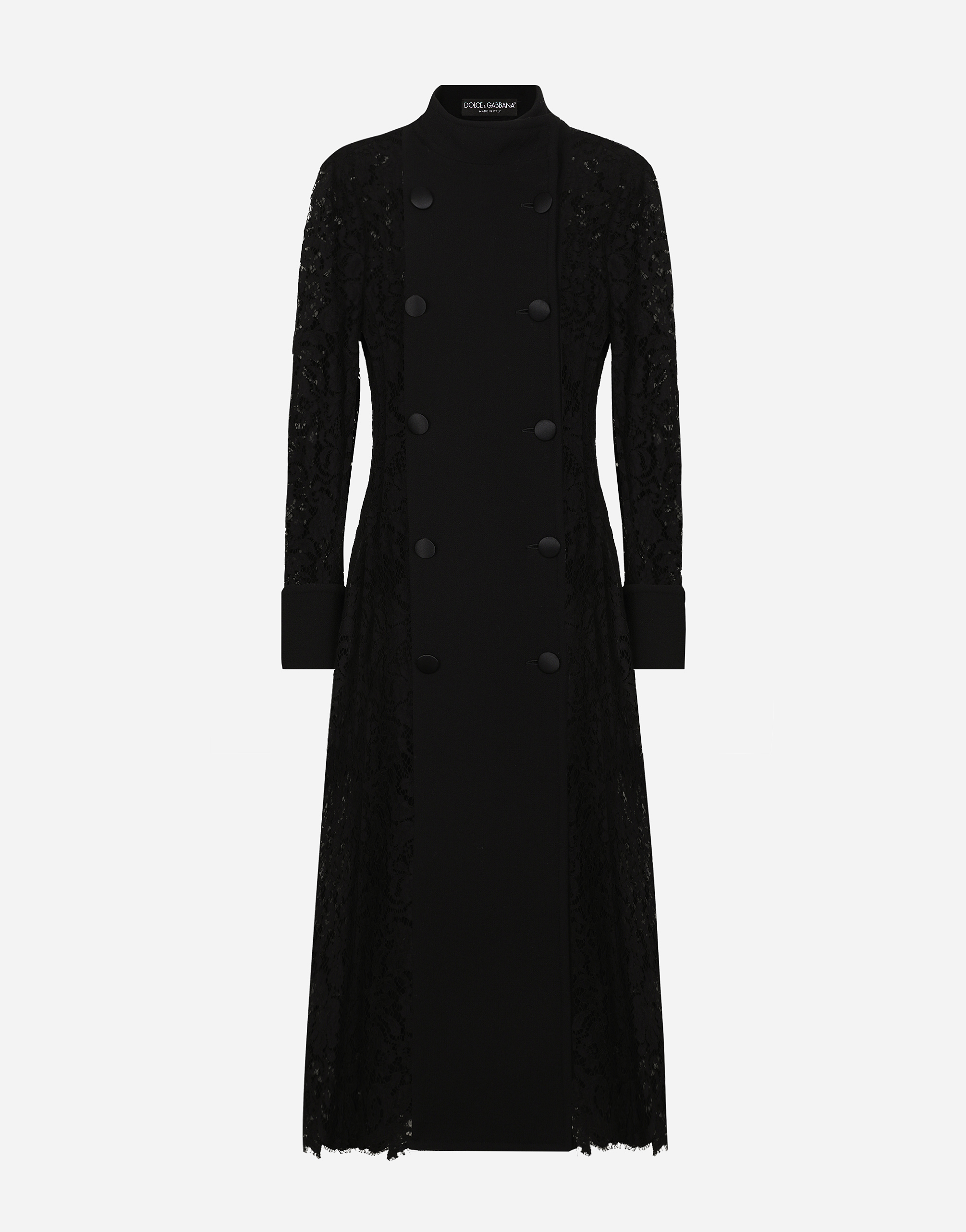 Dolce & Gabbana Double-breasted Cordonetto Lace And Wool Crêpe Coat - Woman Coats And Jackets Black
