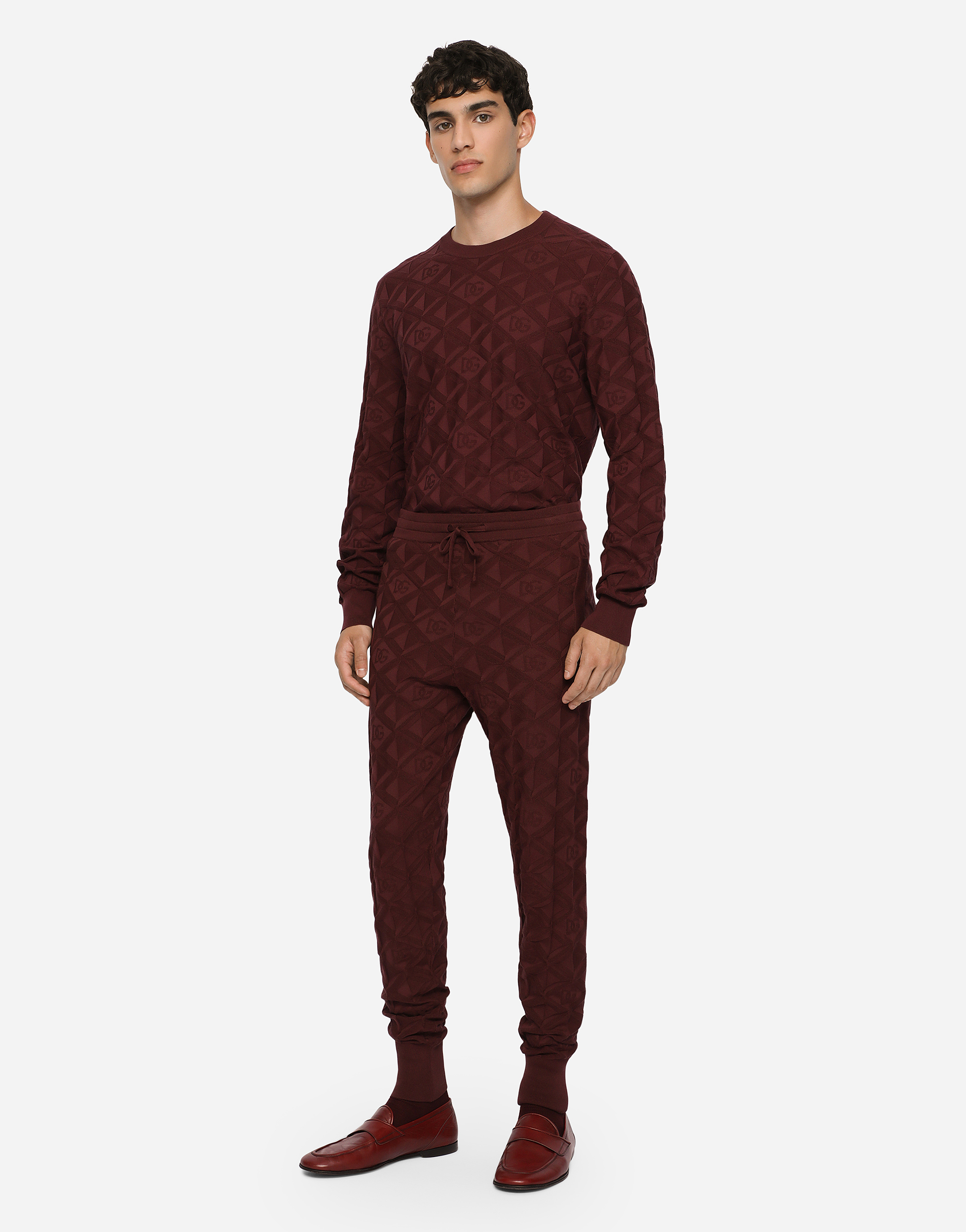 Shop Dolce & Gabbana 3d Silk Jacquard Jogging Pants In Purple
