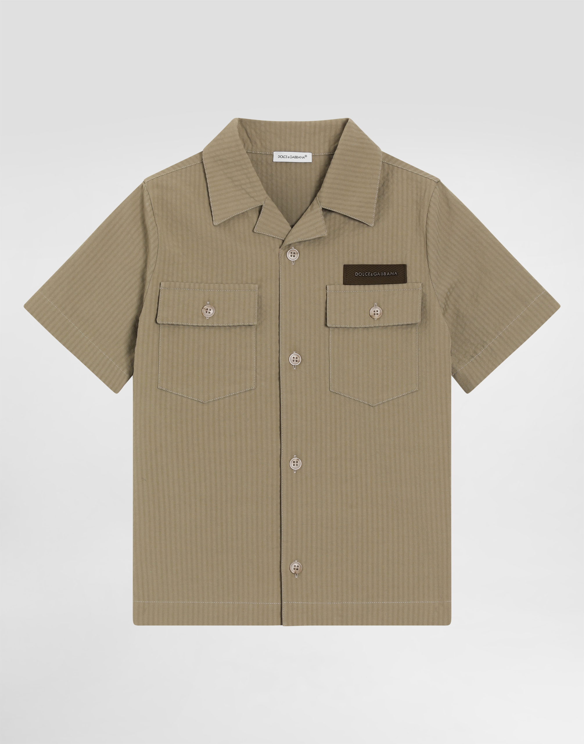 Dolce & Gabbana Striped Flap-pocket Shirt In Green