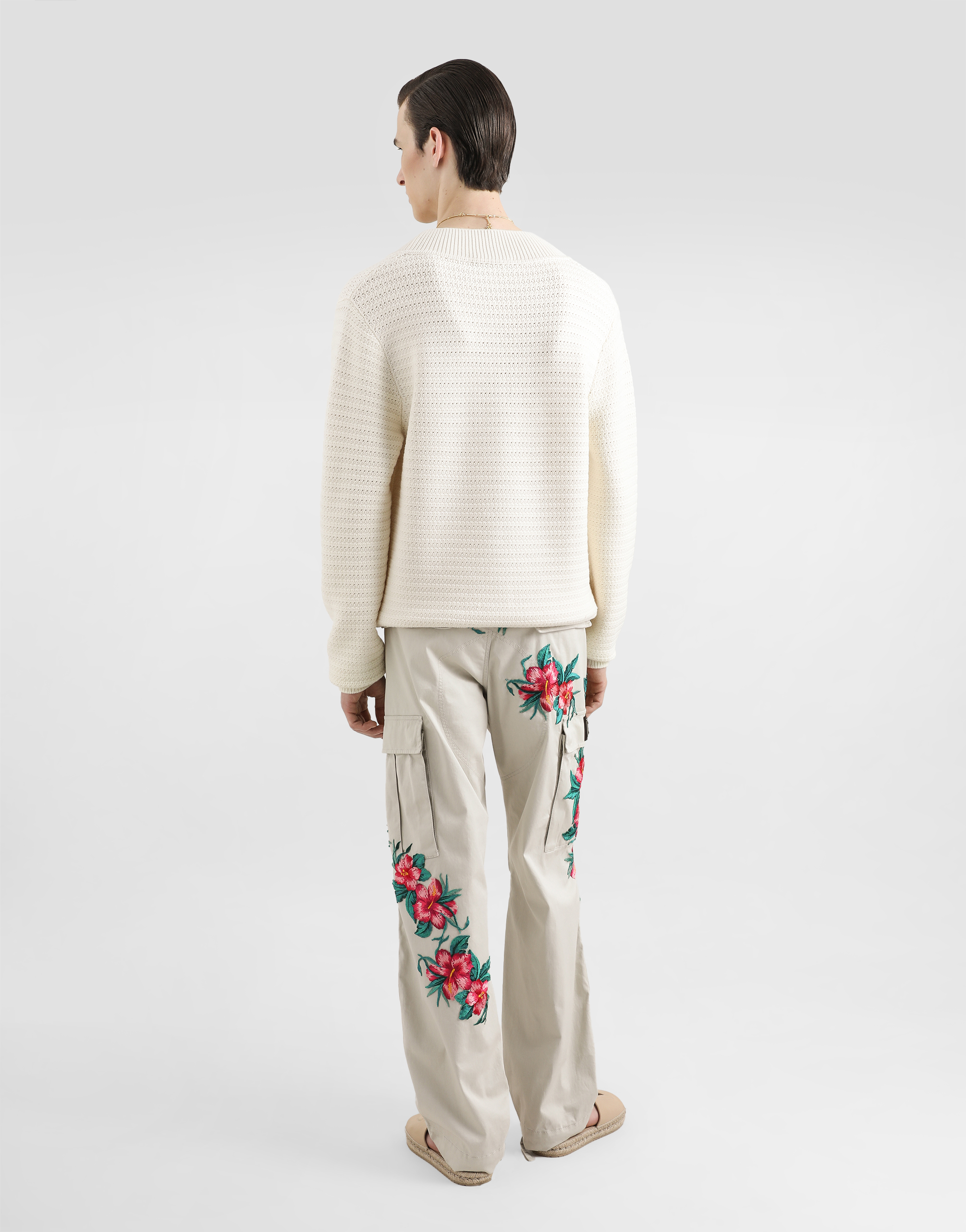 Dolce & Gabbana Wool V-neck Sweater With Dg Embroidery In White