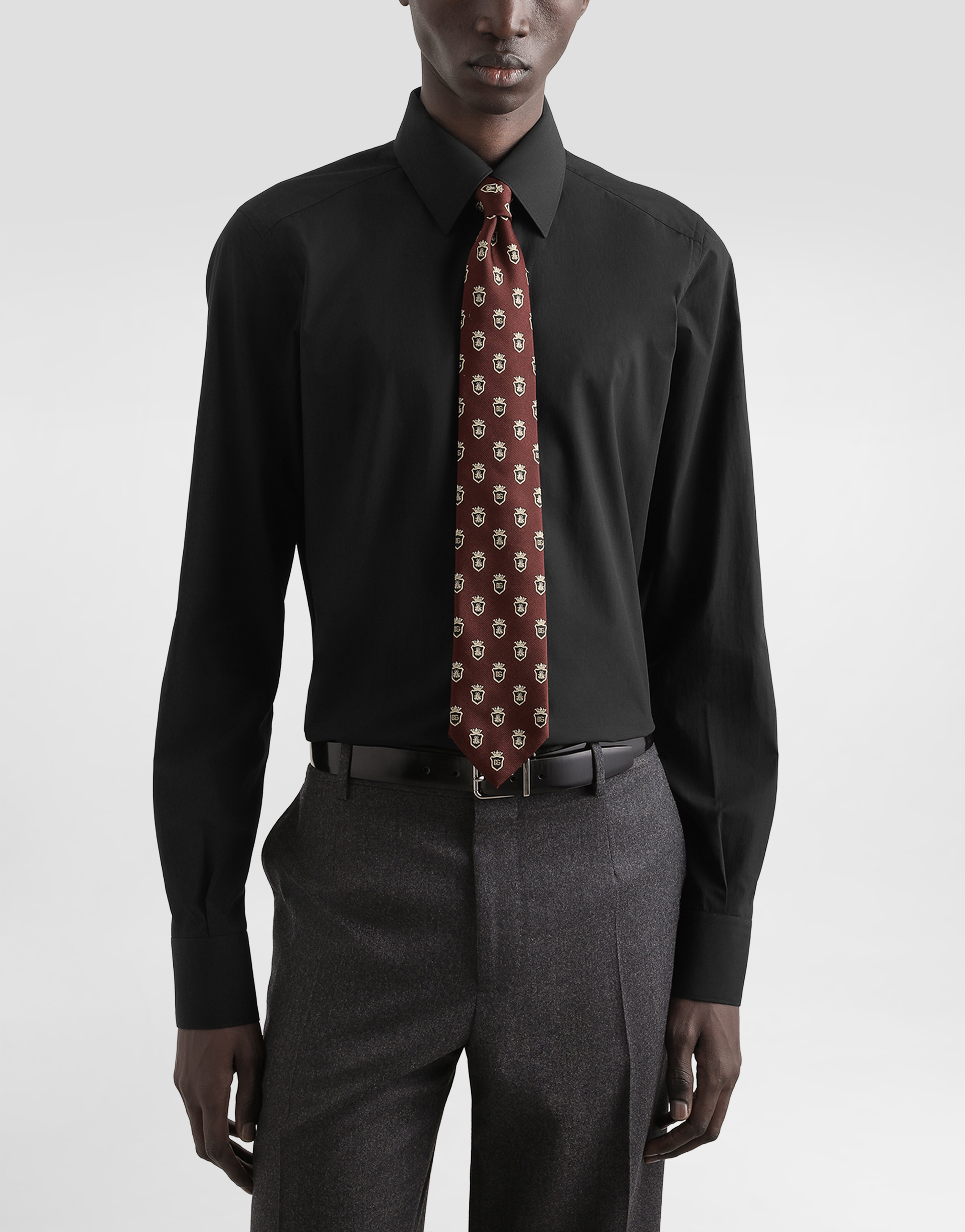 Dolce & Gabbana Jacquard Tie With Heraldic Shields In Brown