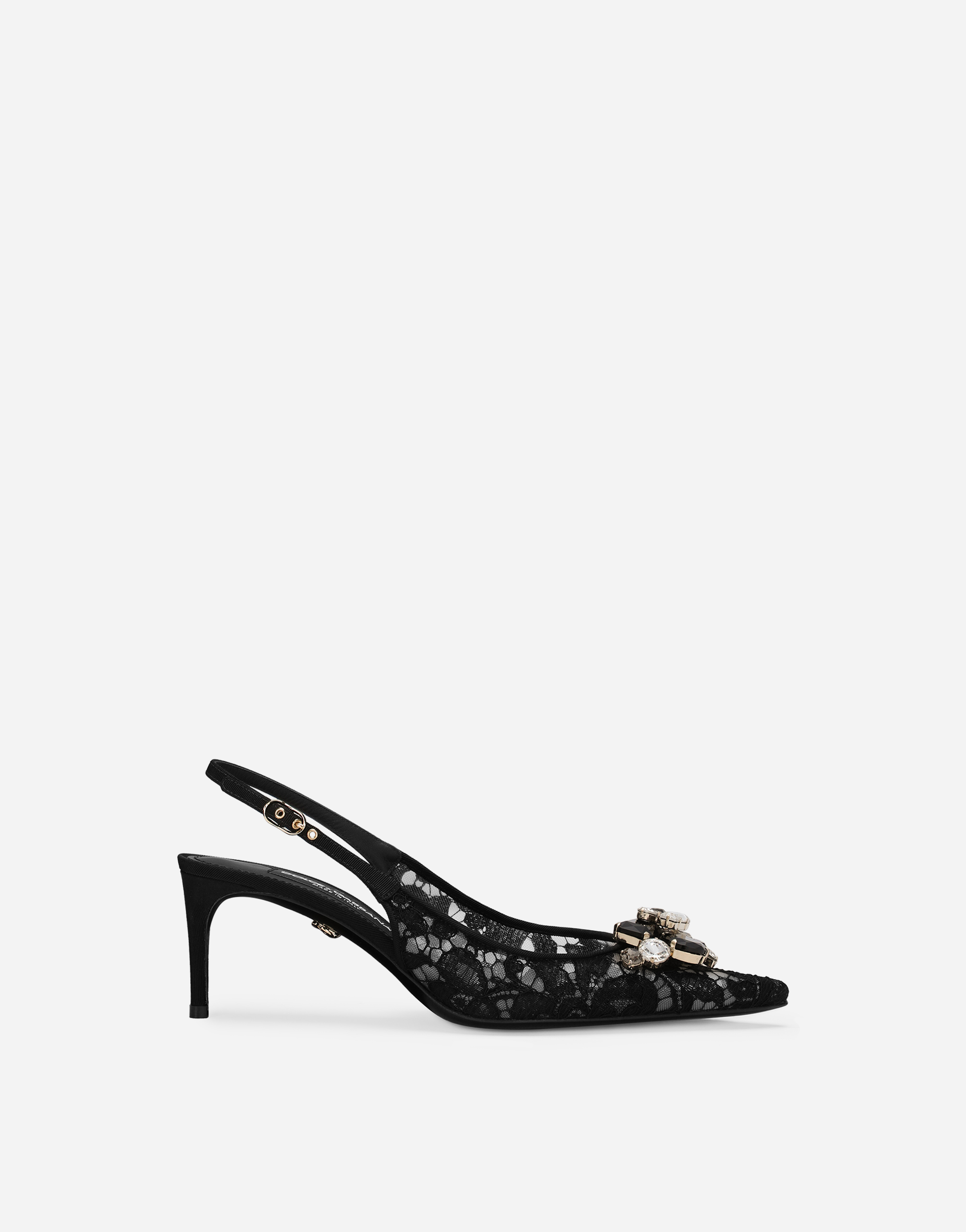 Dolce & Gabbana Rainbow Lace Slingbacks In Lurex Lace In Black