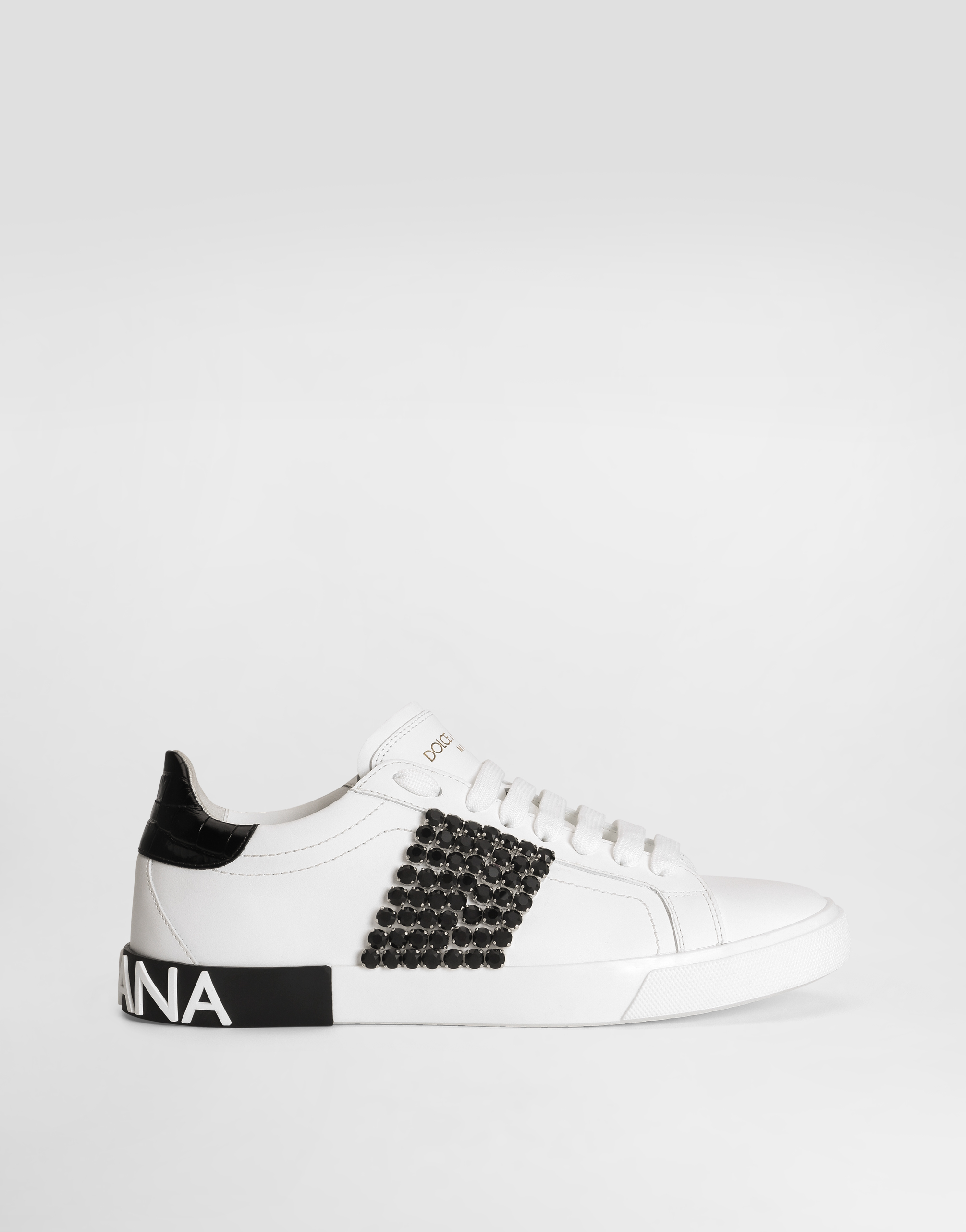 Dolce & Gabbana Calfskin Portofino Vintage Sneakers - Woman Sneakers Black