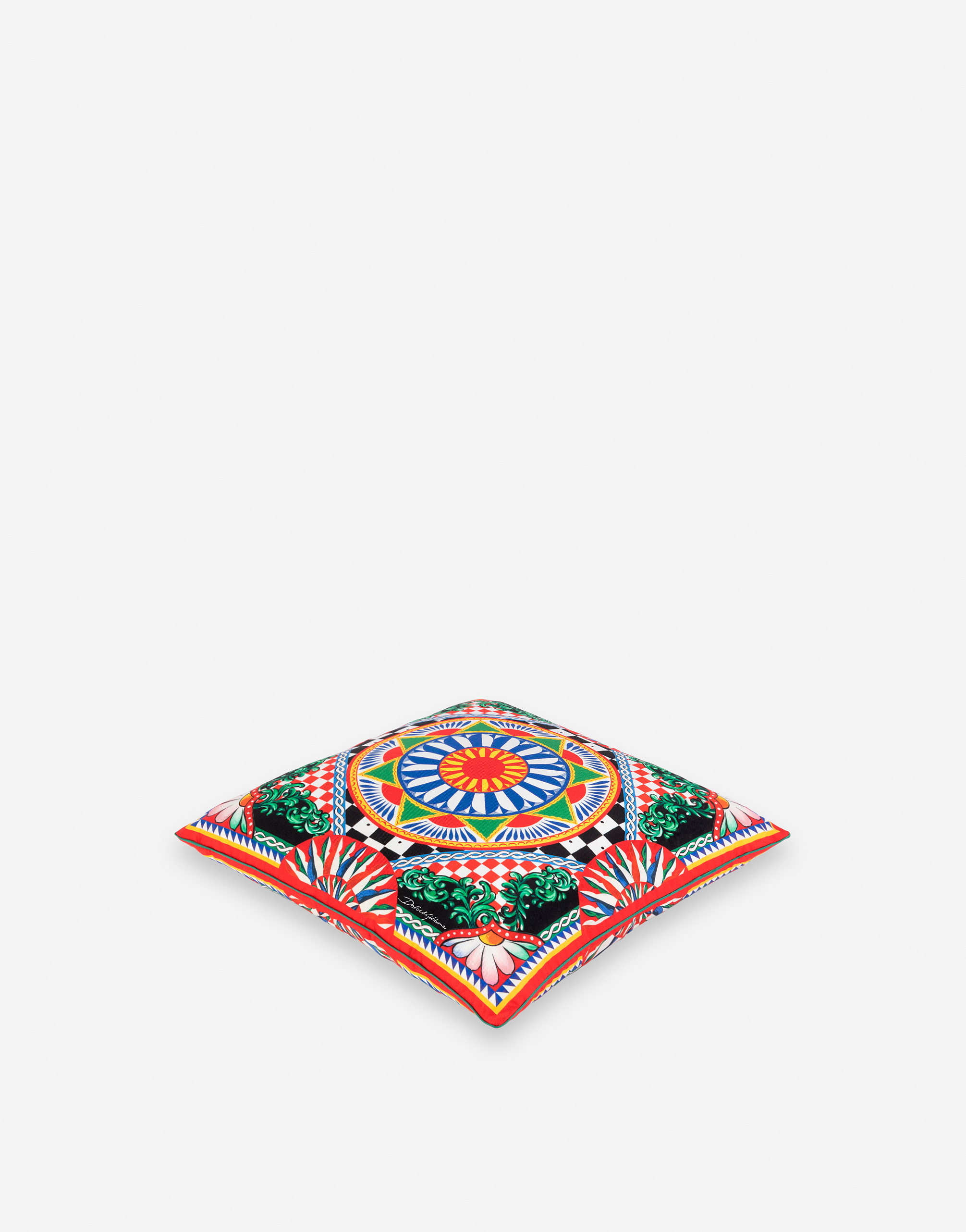 Dolce & Gabbana Silk Twill Cushion Small Multicolor Unisex Onesize In Multicolor