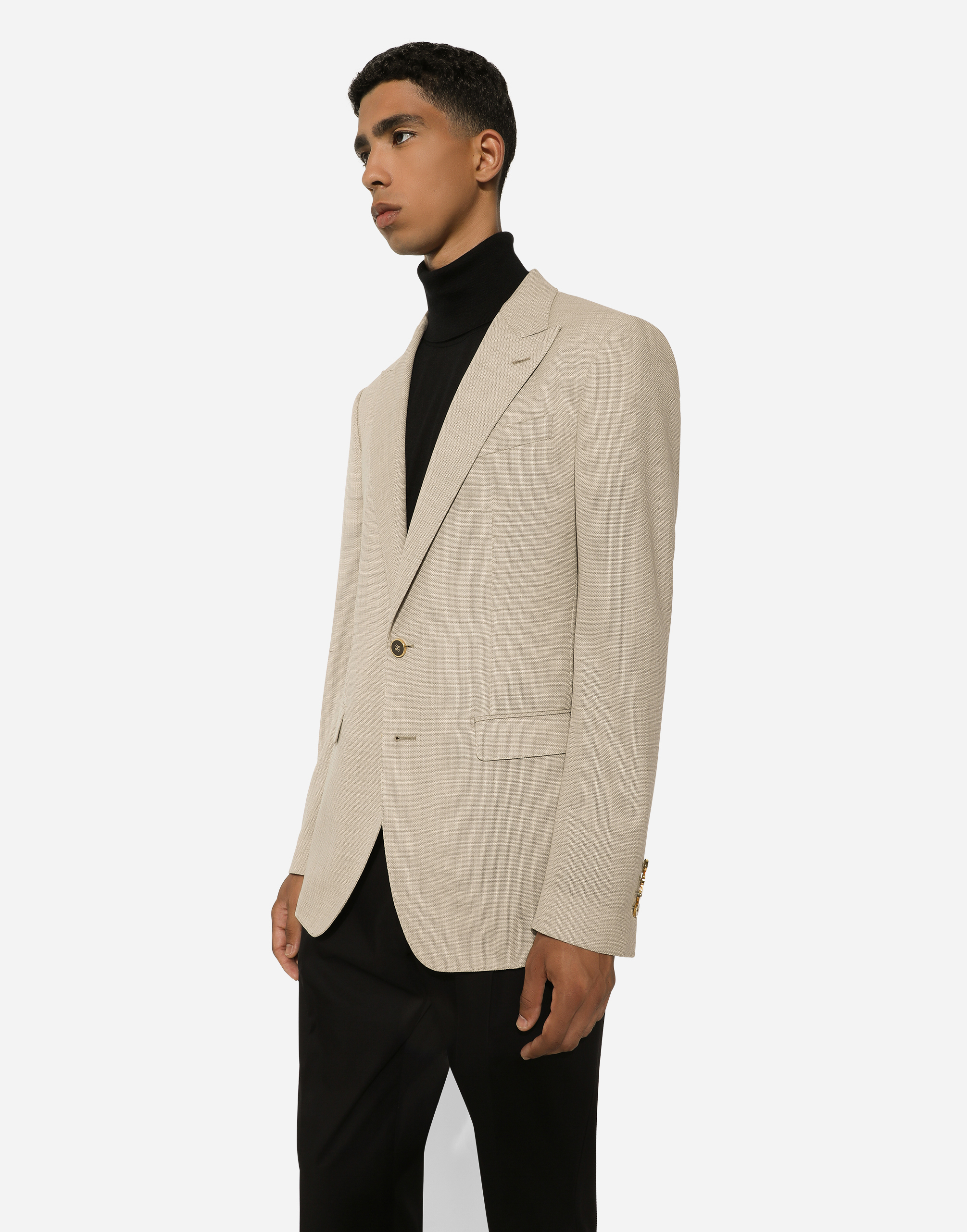 Dolce & Gabbana Single-breasted Wool Jacket In Beige