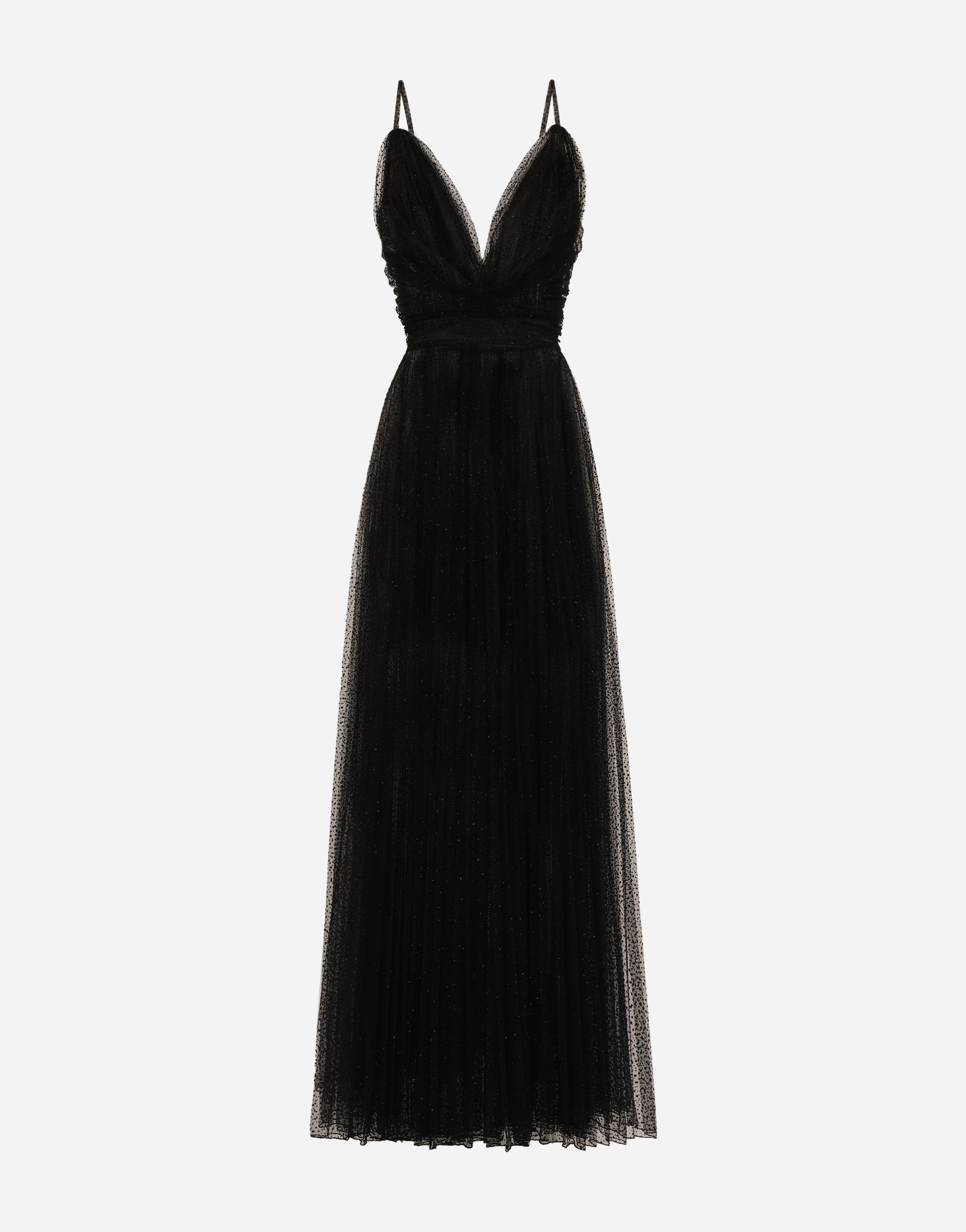 Dolce & Gabbana Flocked Tulle Gown In Black