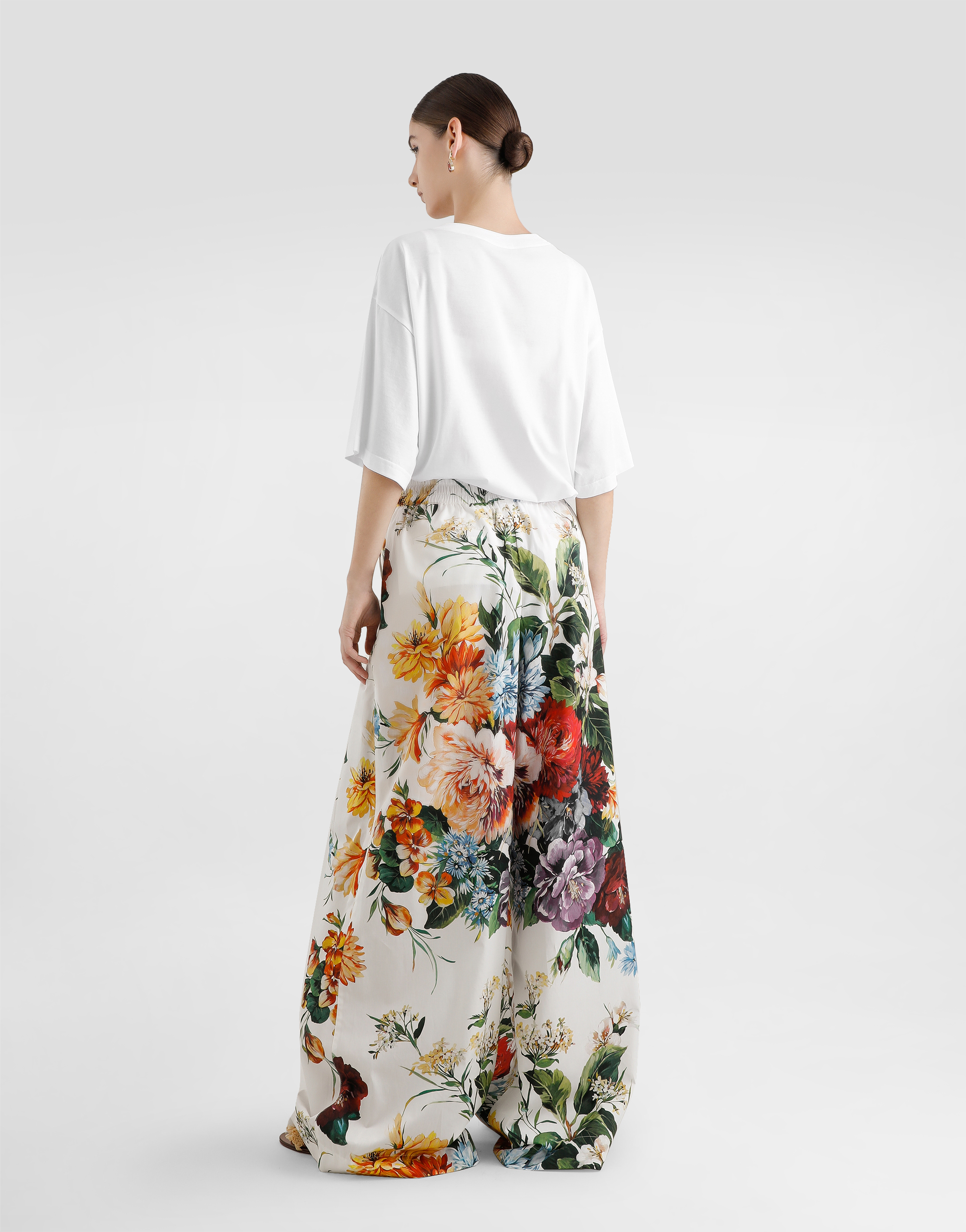 Dolce & Gabbana Flower-print Short-sleeved Cotton T-shirt In White