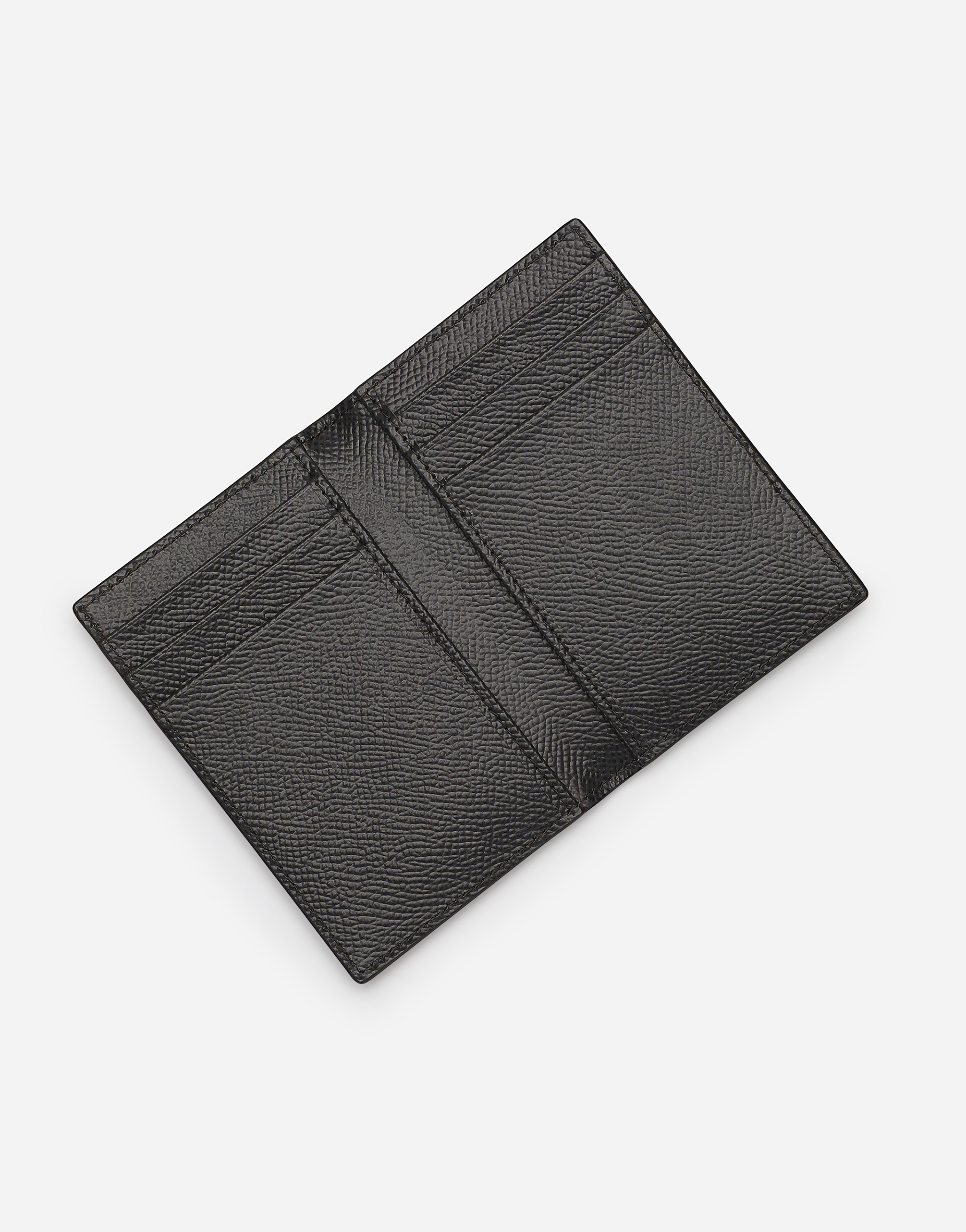 Dolce & Gabbana Dauphine-print Calfskin Bifold Card Holder In Grey