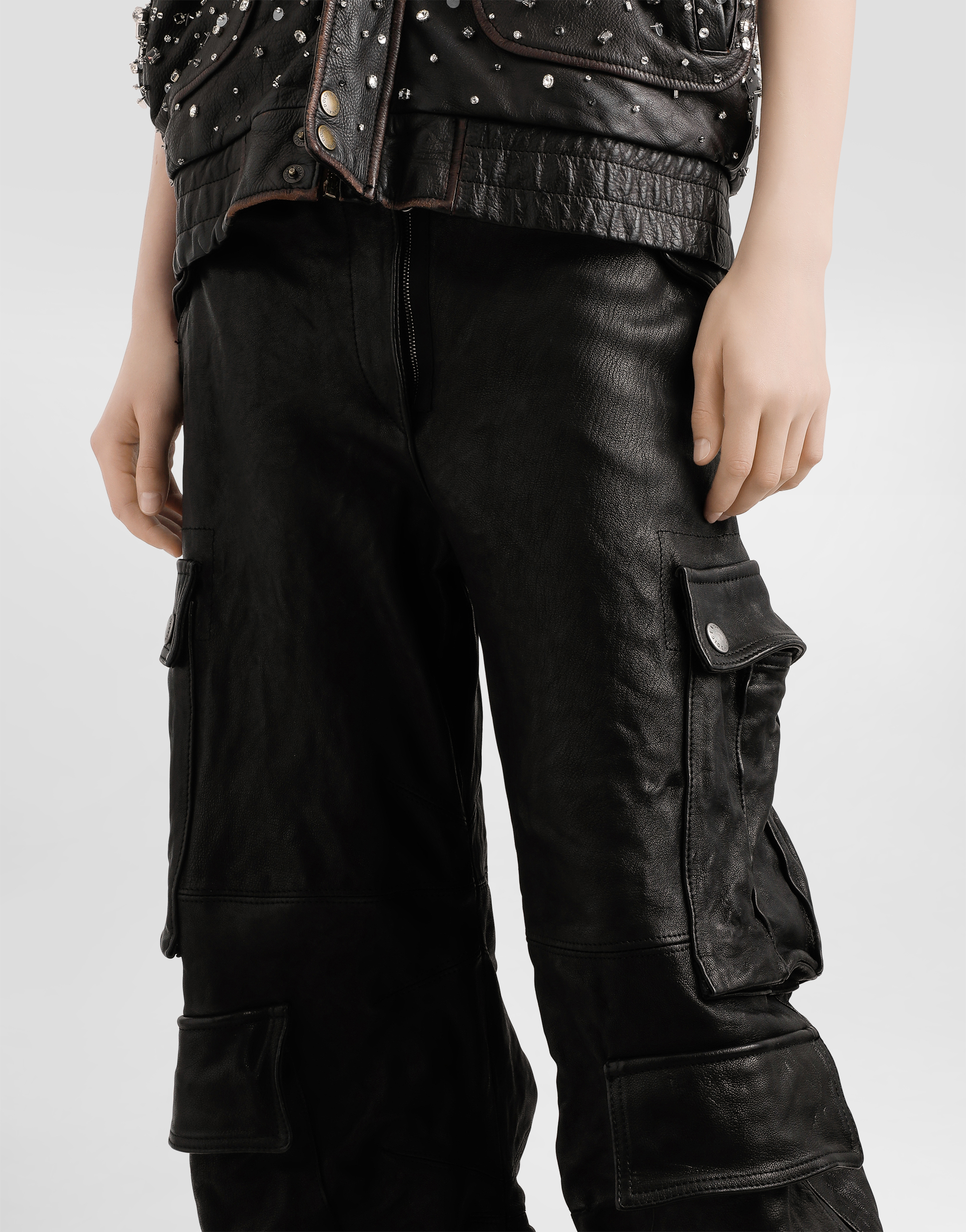 Leather cargo pants