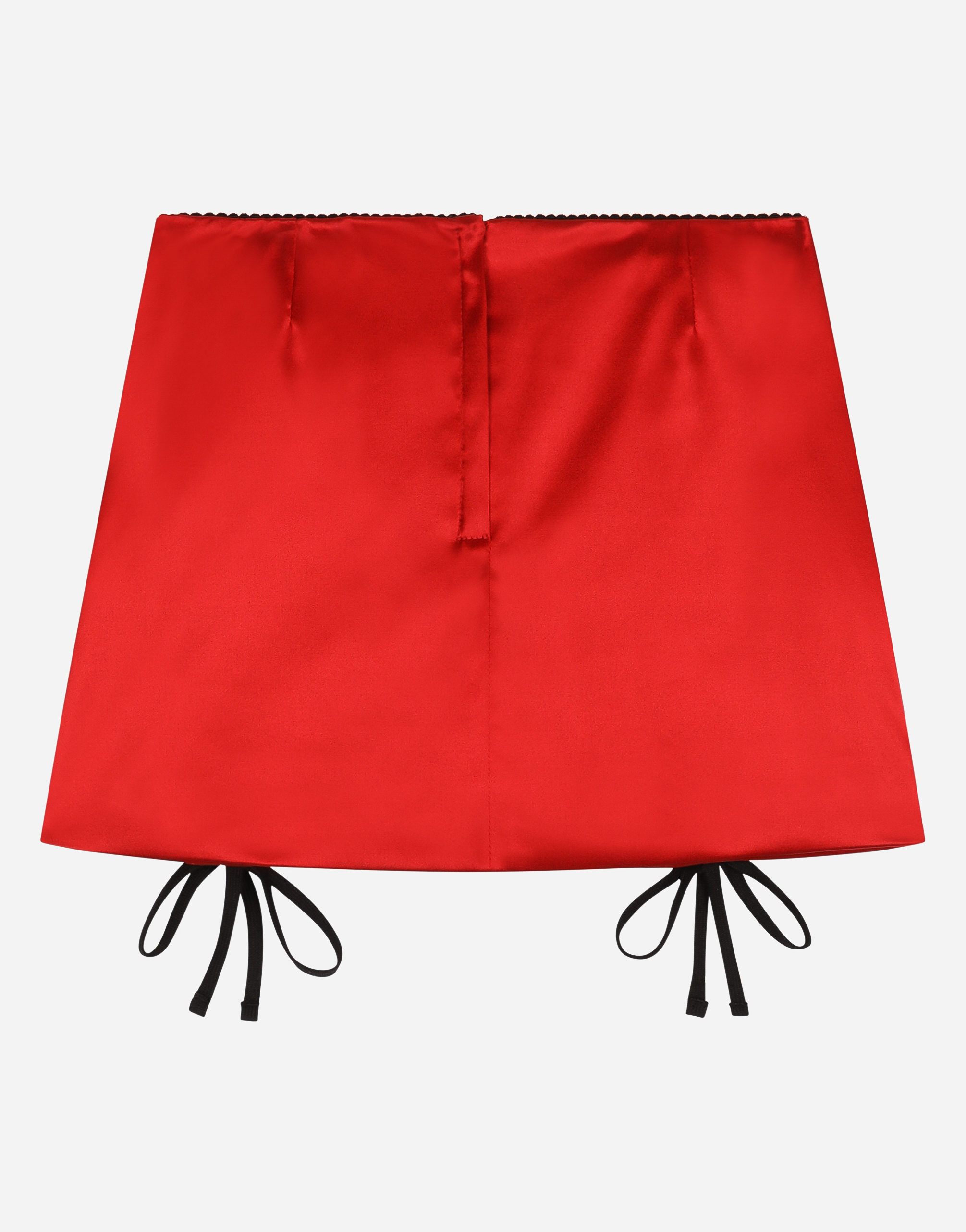 DOLCE & GABBANA SATIN MINISKIRT WITH LACES AND EYELETS