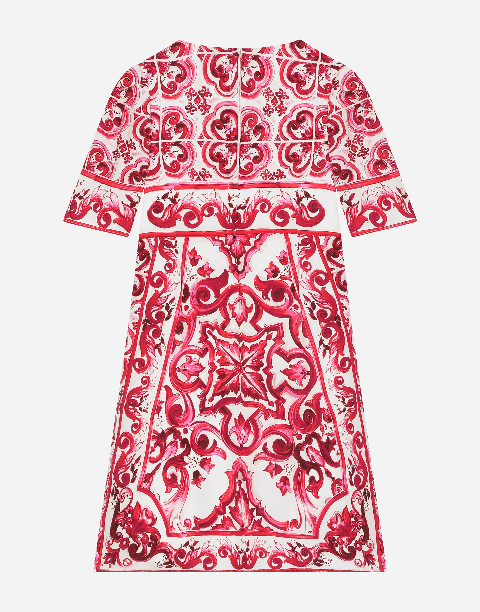 DOLCE & GABBANA MAJOLICA-PRINT CHARMEUSE MIDI DRESS