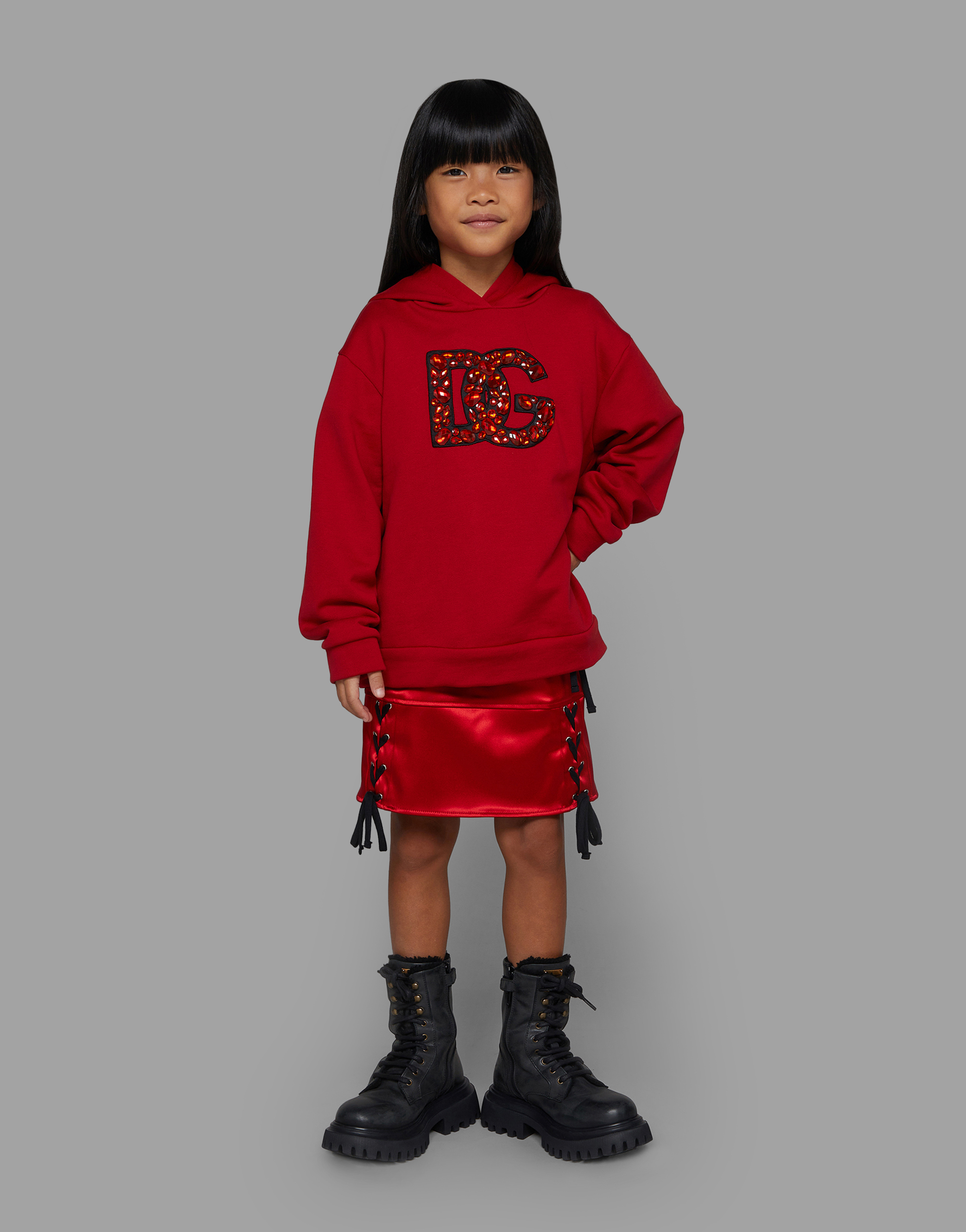 Shop Dolce & Gabbana Jersey Hoodie With Dg Logo In Red