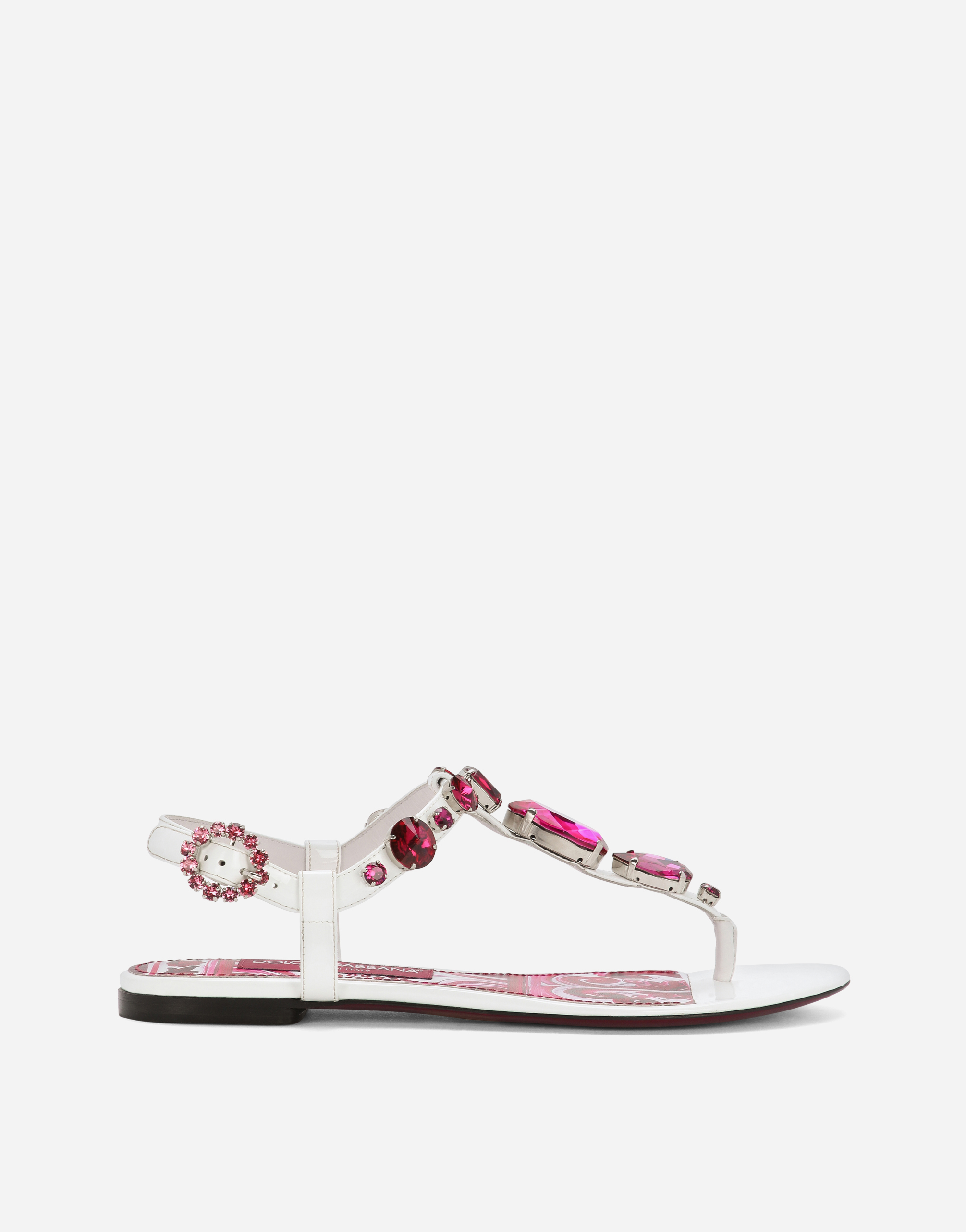 Dolce & Gabbana Patent Leather Thong Sandals In Multicolor