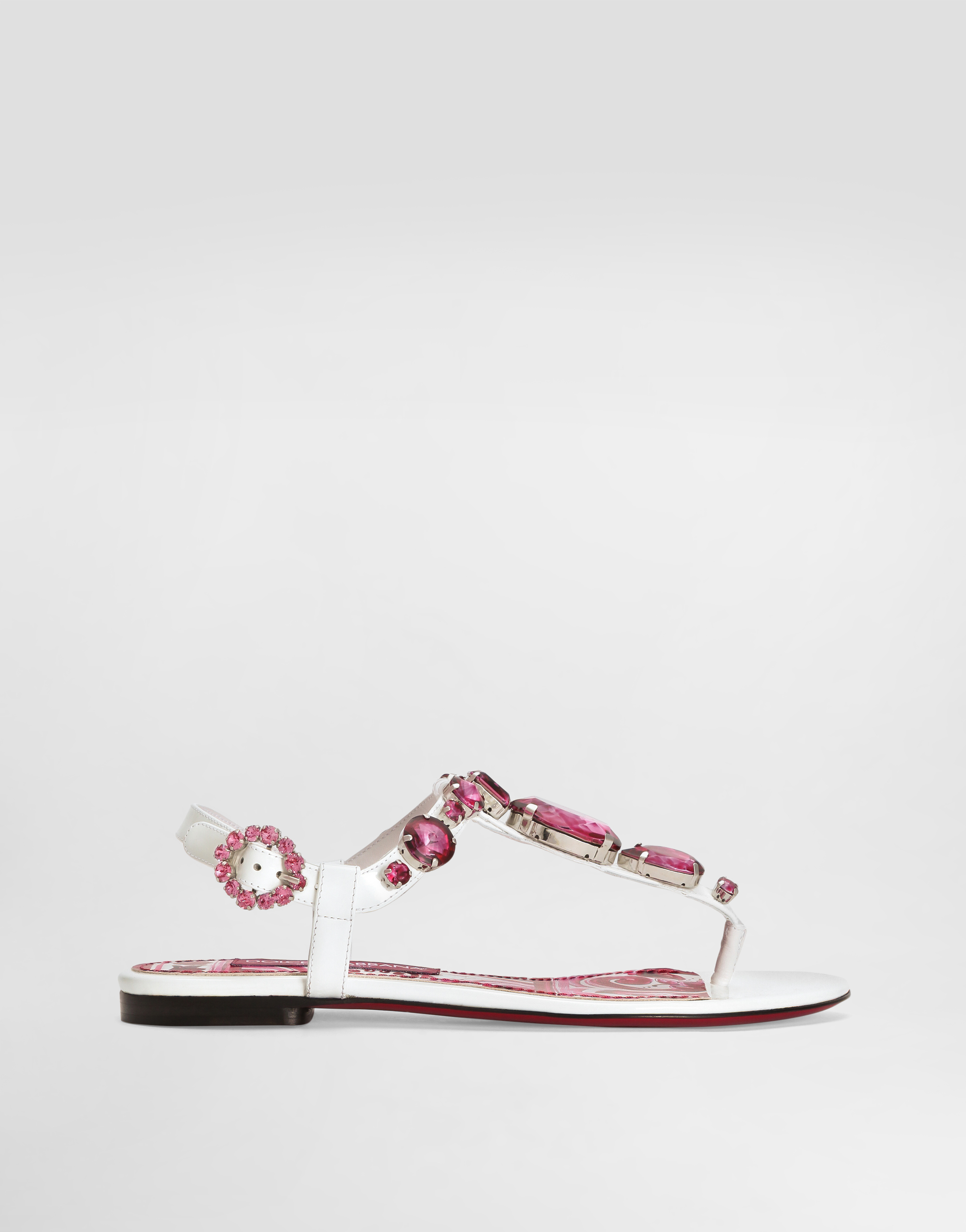DOLCE & GABBANA PATENT LEATHER THONG SANDALS