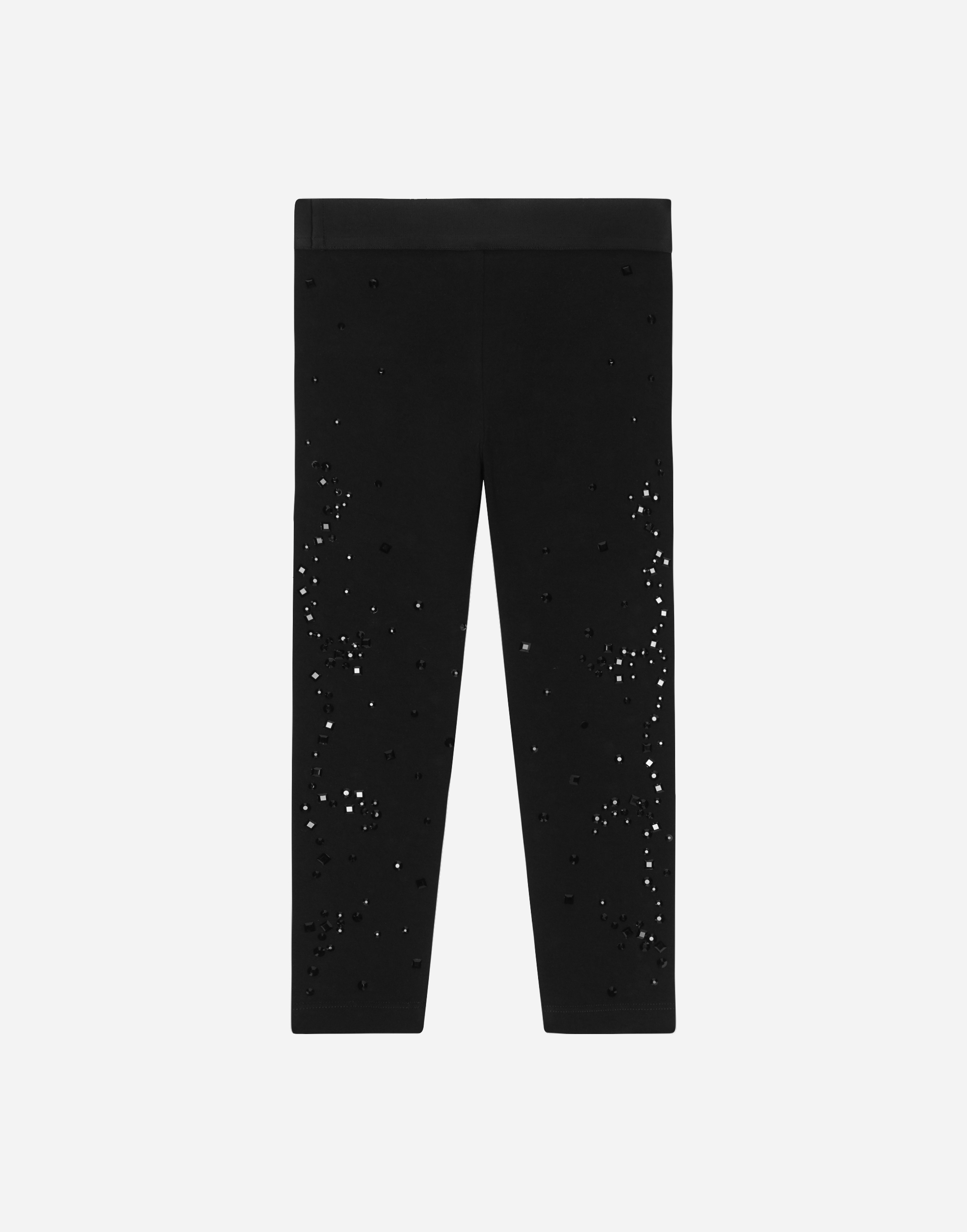 DOLCE & GABBANA INTERLOCK LEGGINGS WITH FUSIBLE RHINESTONES