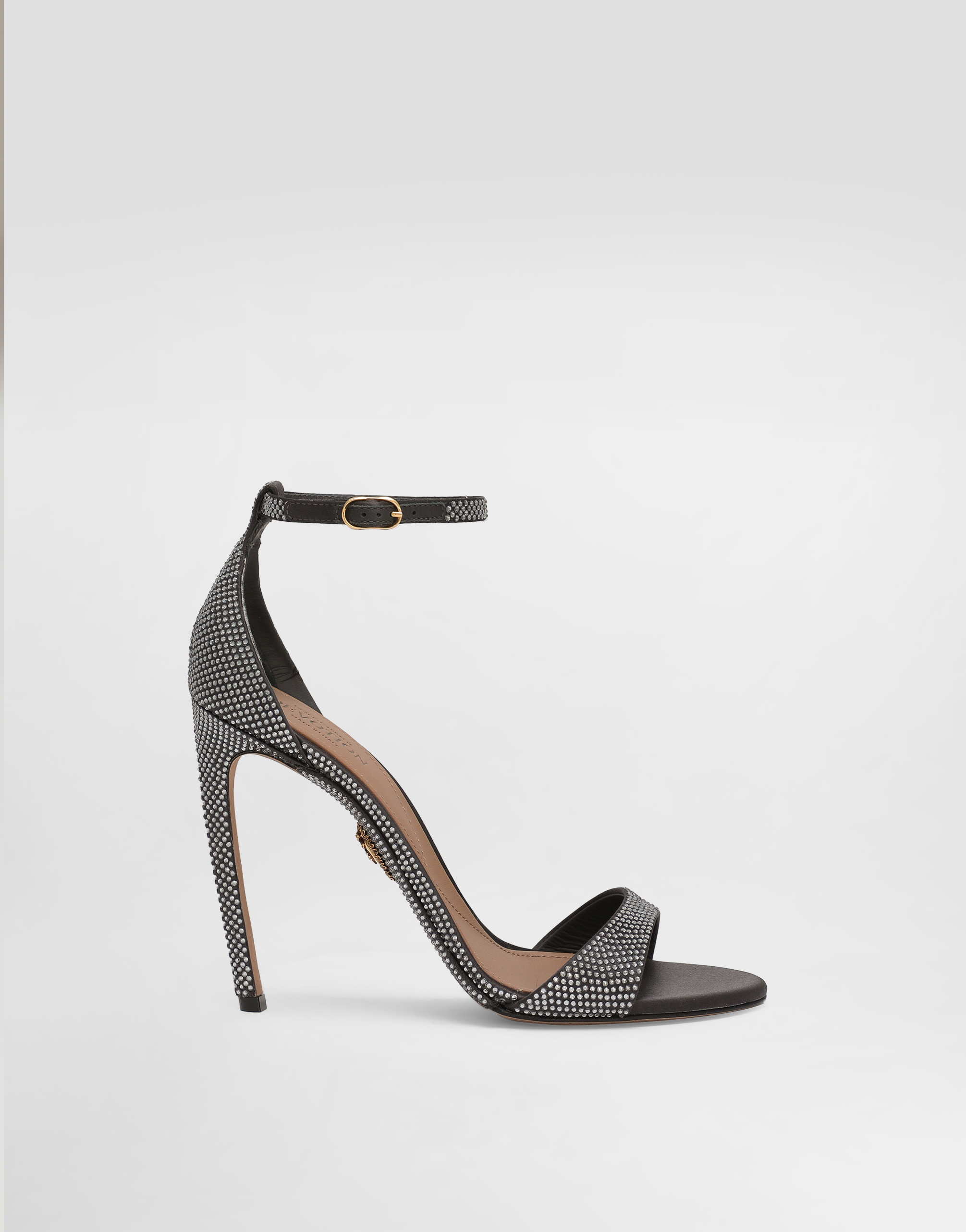 Silk satin sandals with rhinestones