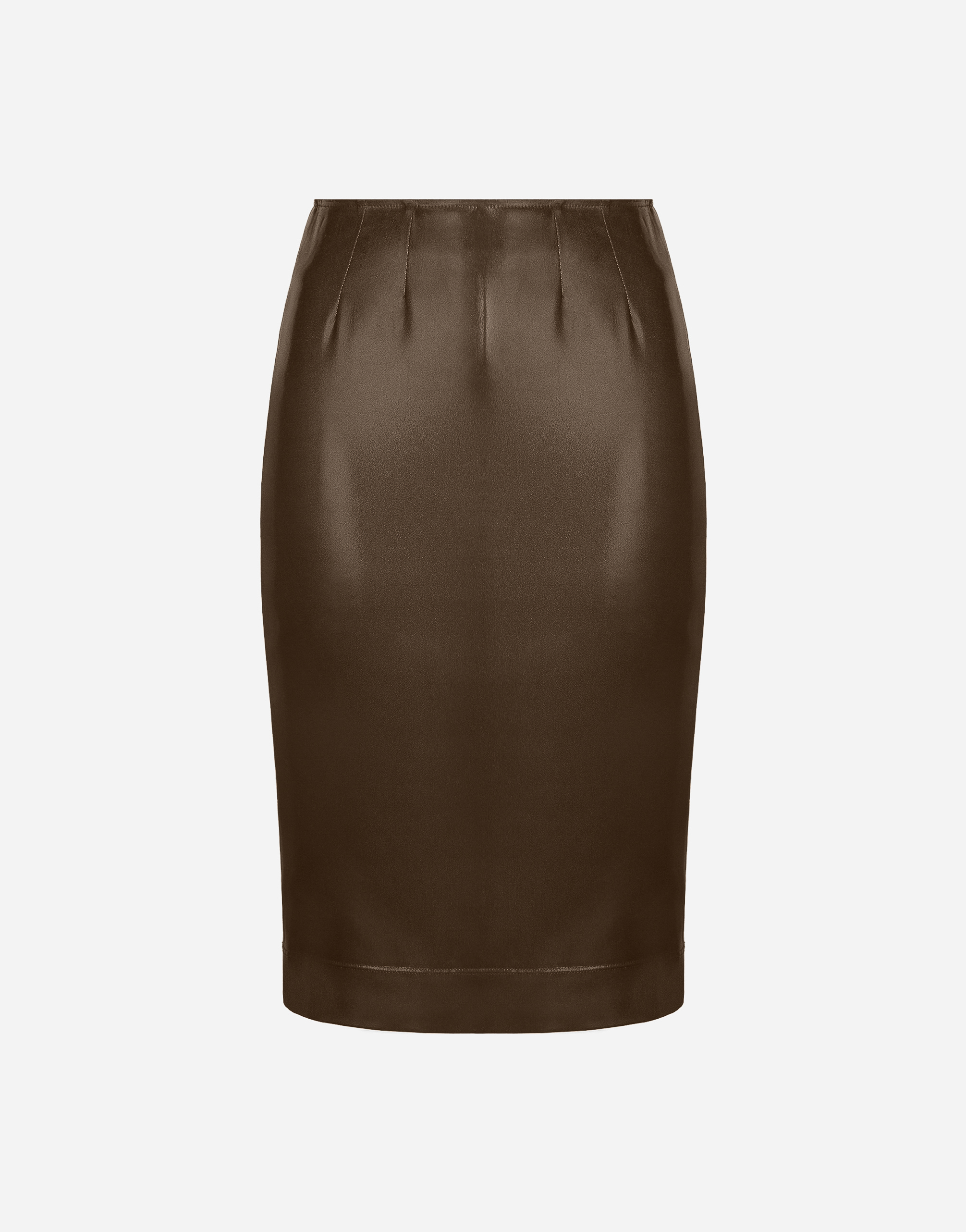 DOLCE & GABBANA MIDI SKIRT IN SHINY SATIN