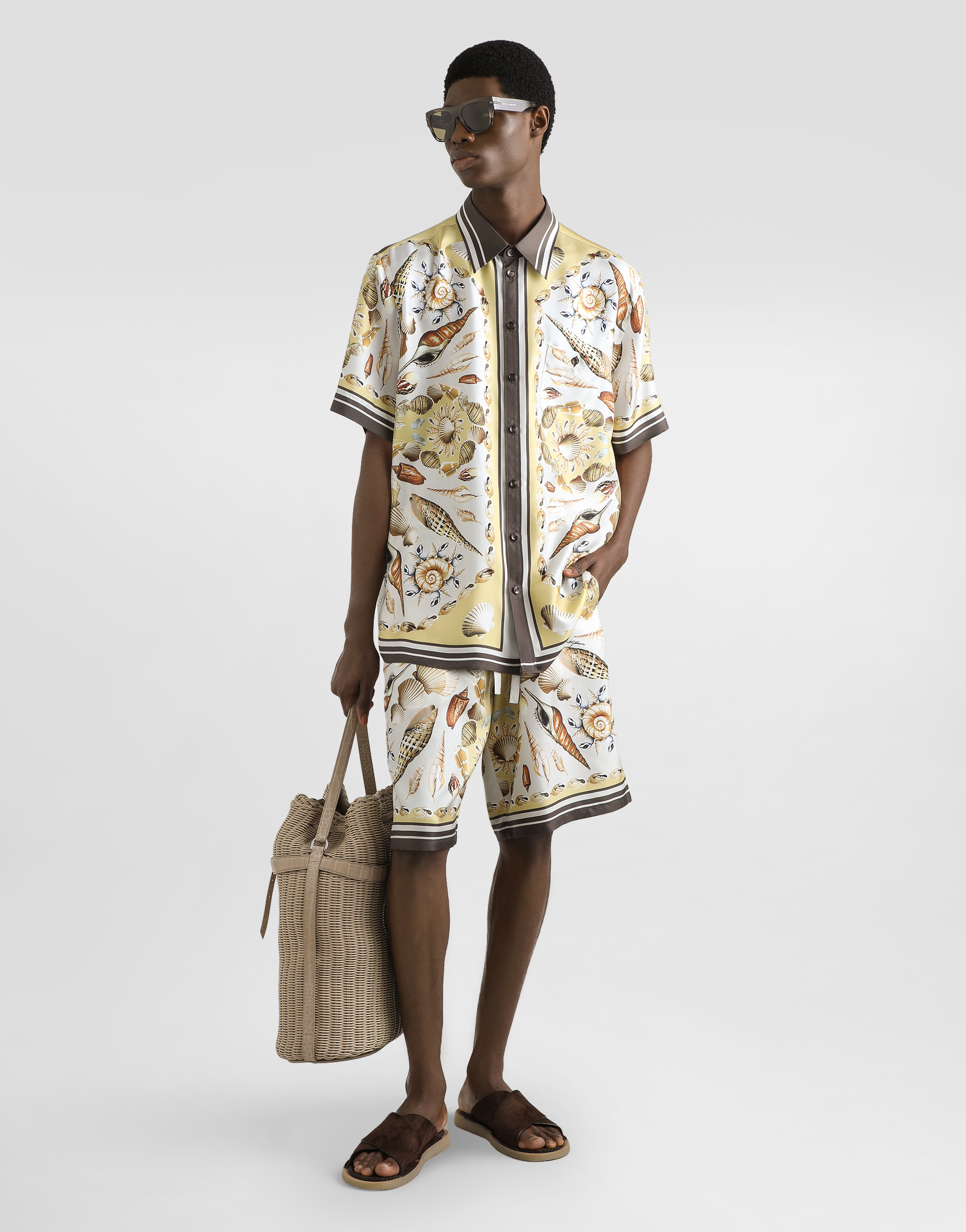Dolce & Gabbana Printed Silk Twill Short Sleeve Shirt