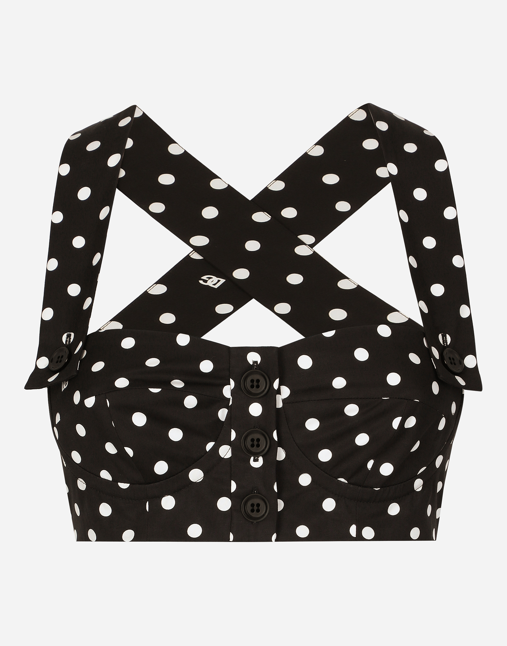 Shop Dolce & Gabbana Cotton Corset Top With Polka-dot Print In プリ
