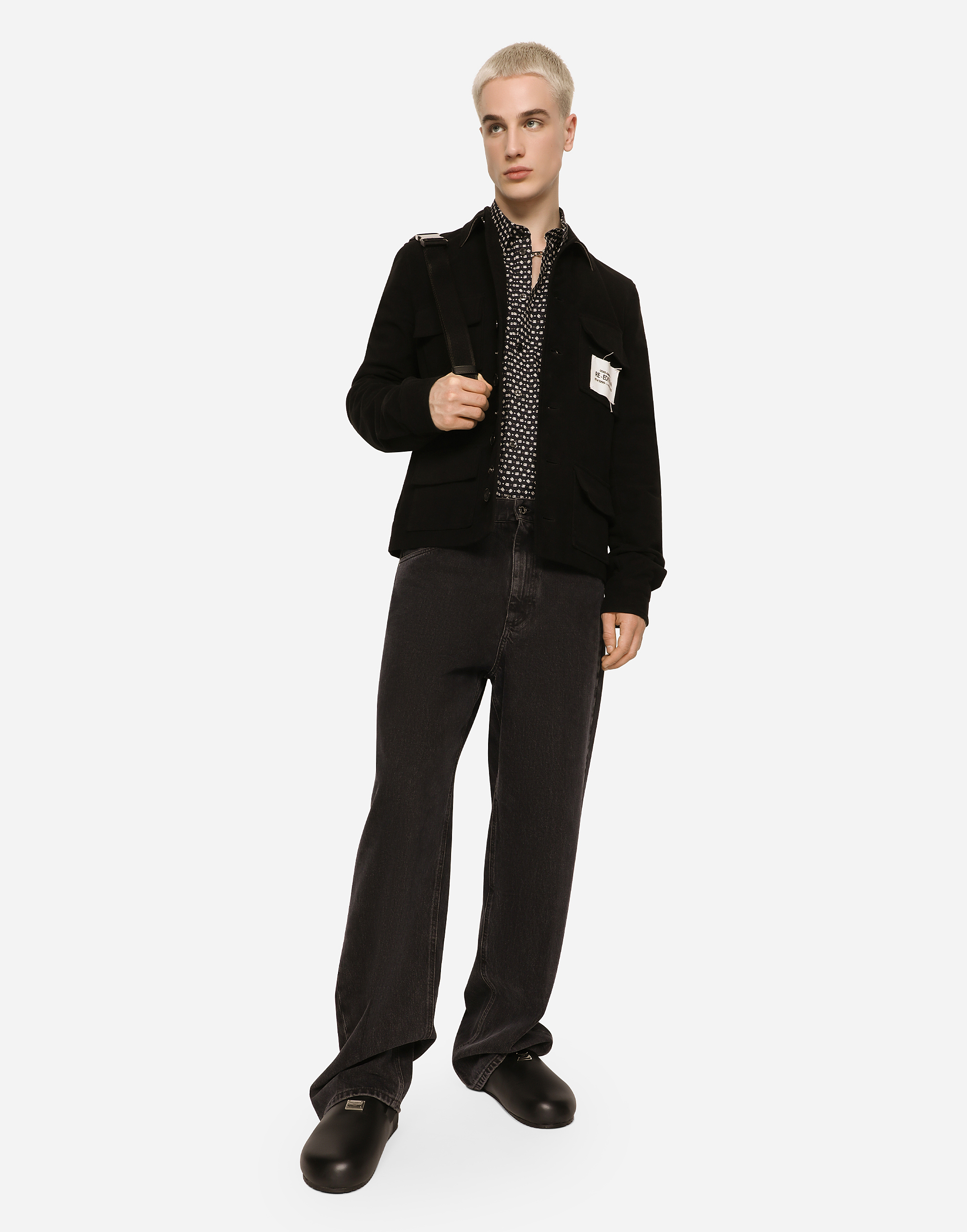 DOLCE & GABBANA OVERSIZE POPLIN SHIRT WITH DG LOGO PRINT