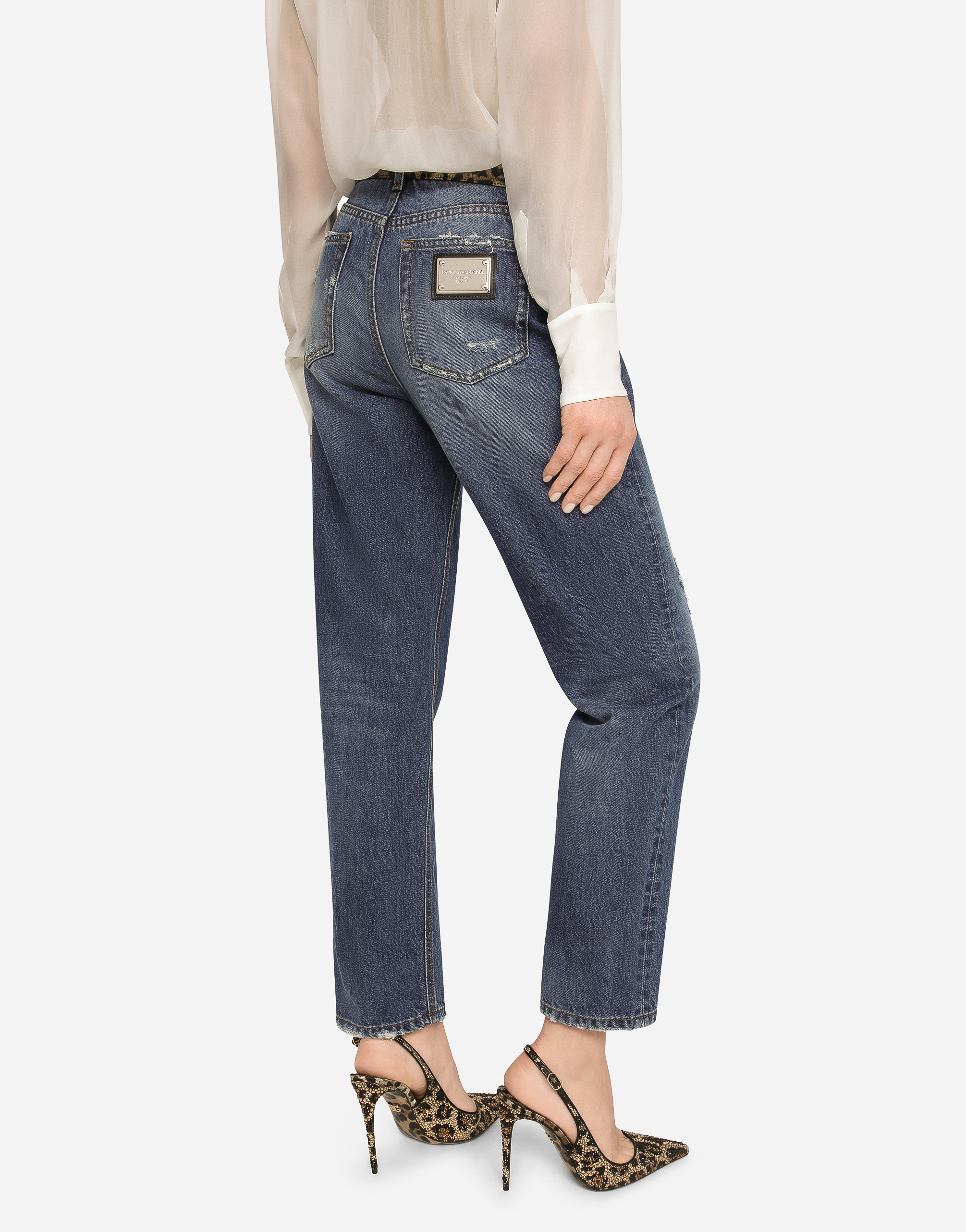 DOLCE & GABBANA BOYFRIEND JEANS IN MEDIUM BLUE DENIM